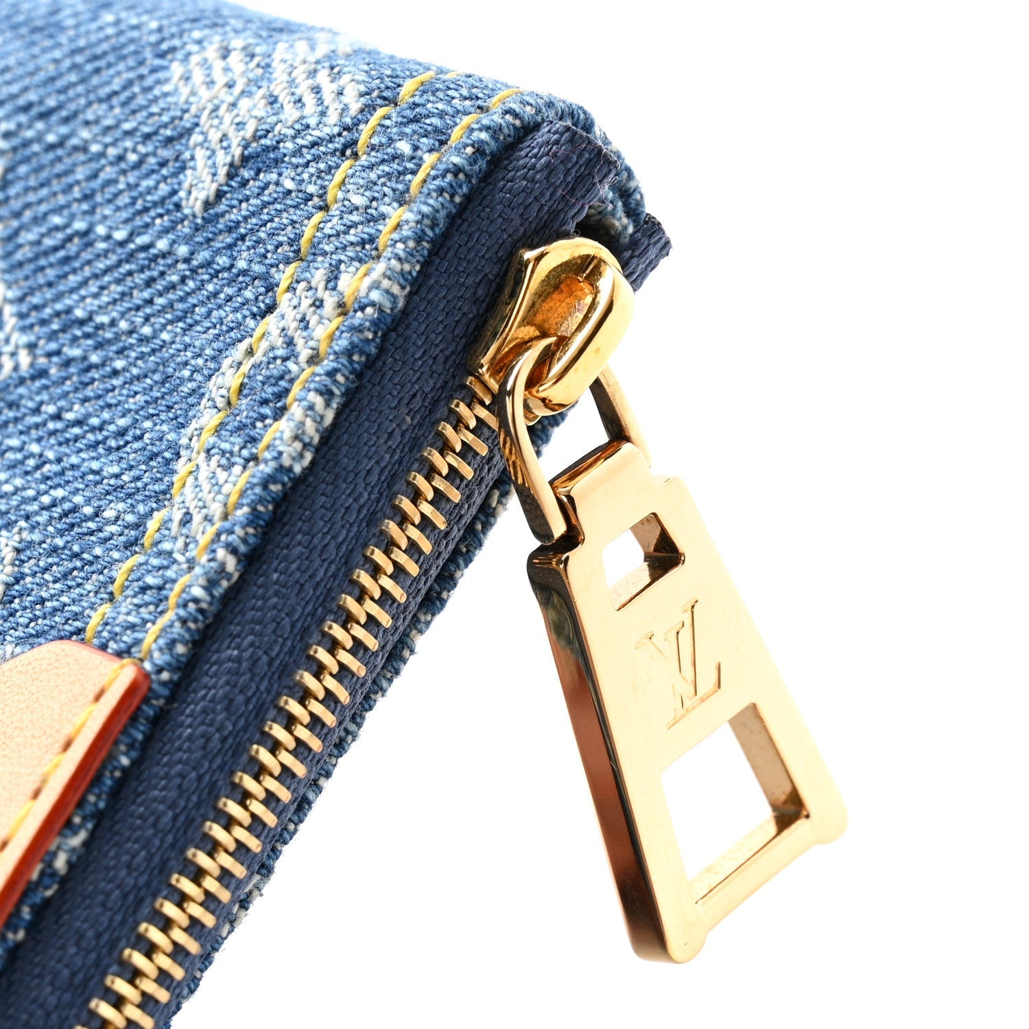 Monogram Denim Key Pouch Denim Blue