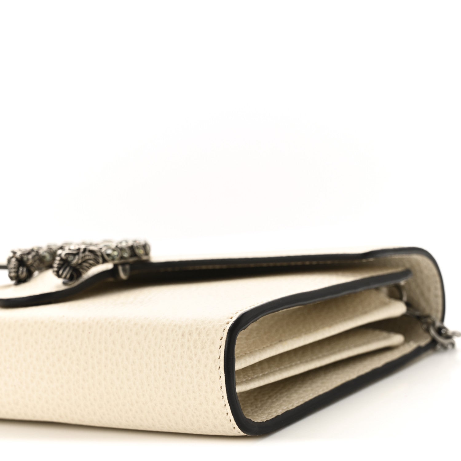 Dollar Calfskin Mini Dionysus Chain Wallet Mystic White