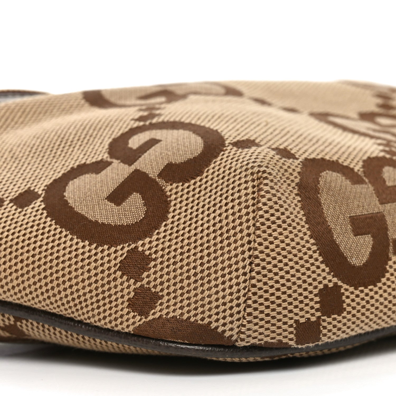 Monogram Jumbo GG Textured Dollar Calfskin Web Belt Bag Camel Ebony New Acero