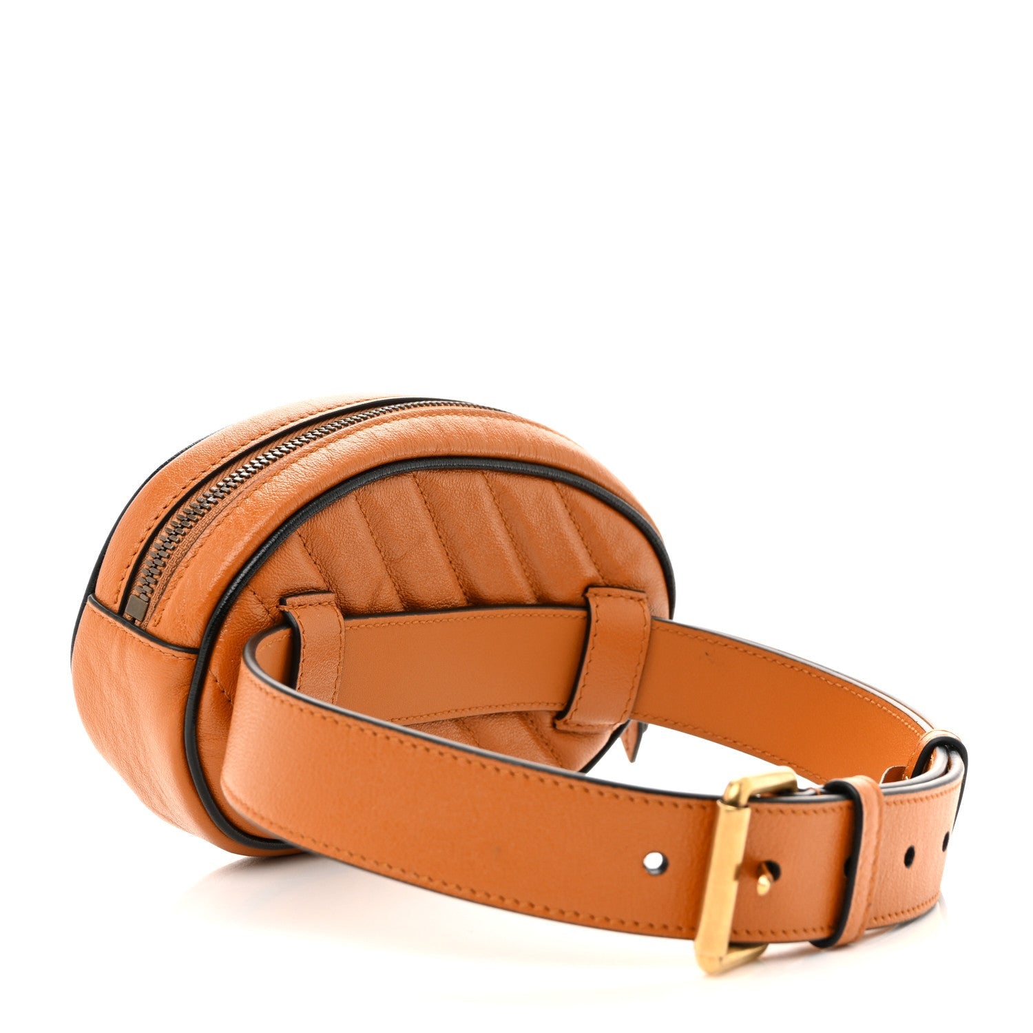 Vintage Effect Calfskin Matelasse Diagonal Torchon GG Marmont Belt Bag 65 25 Cognac