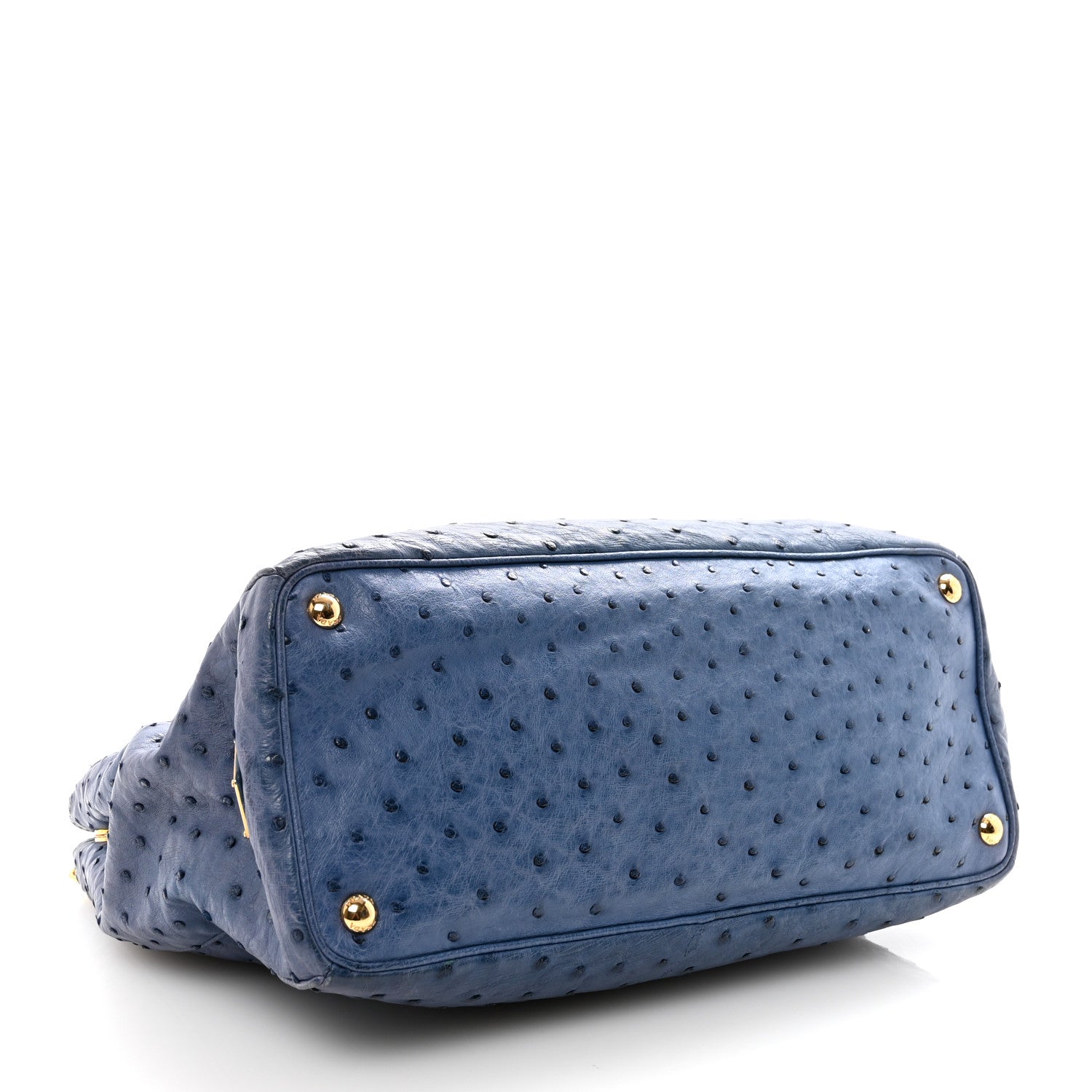 Ostrich Medium Galleria Double Zip Tote Cobalto