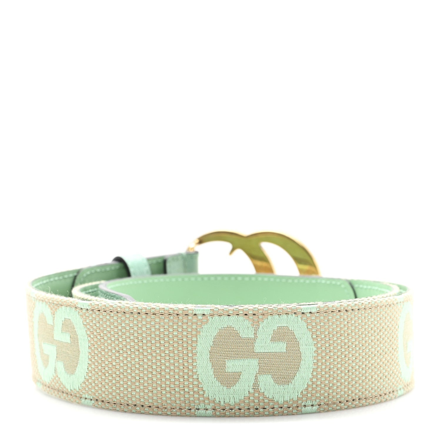 Monogram Jumbo GG Textured Dollar Calfskin Double G 40mm Belt 90 36 Mint Green