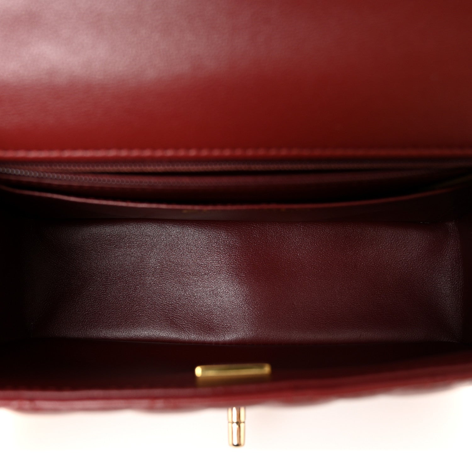 Lambskin Quilted Mini Top Handle Rectangular Flap Burgundy