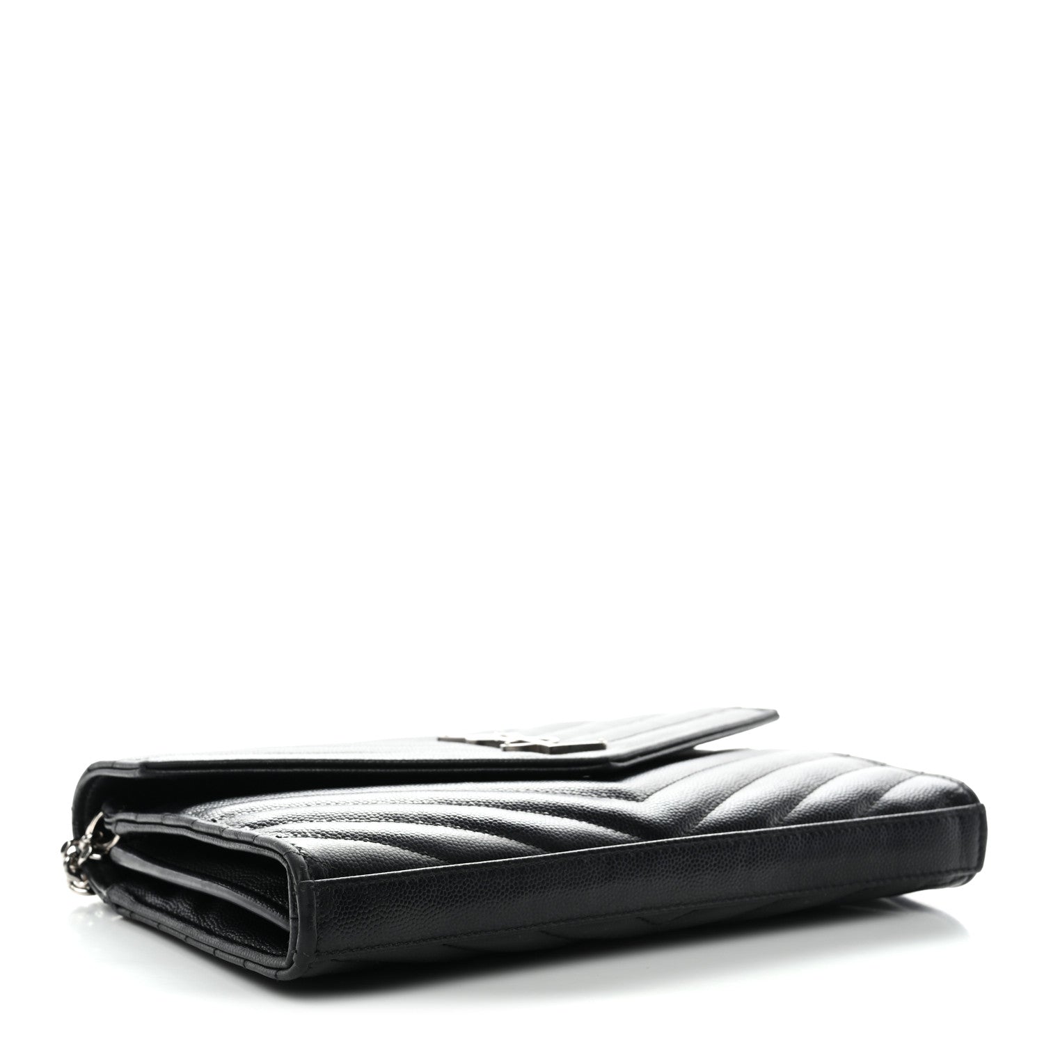Grain De Poudre Matelasse Chevron Monogram Chain Wallet Black