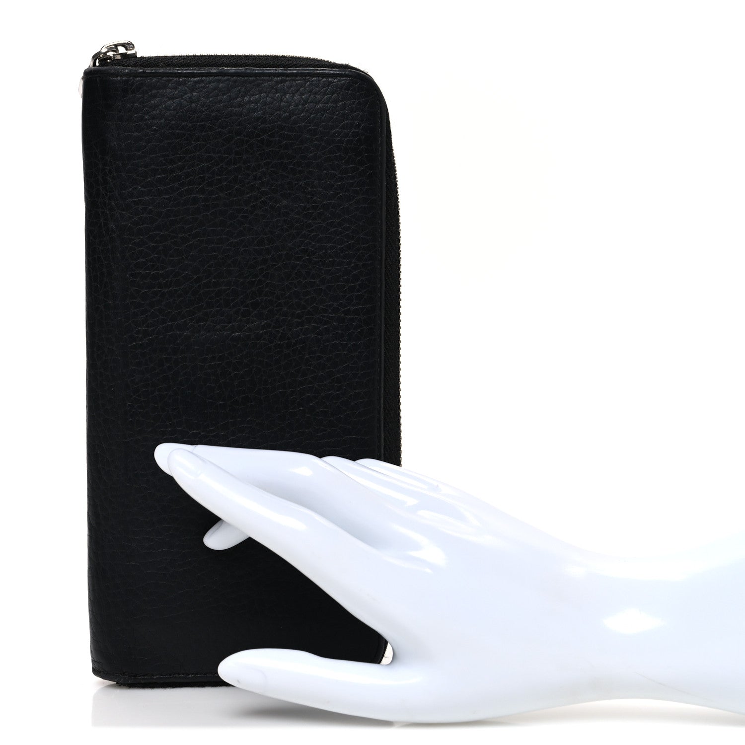 Taurillon Vertical Zippy Wallet Black