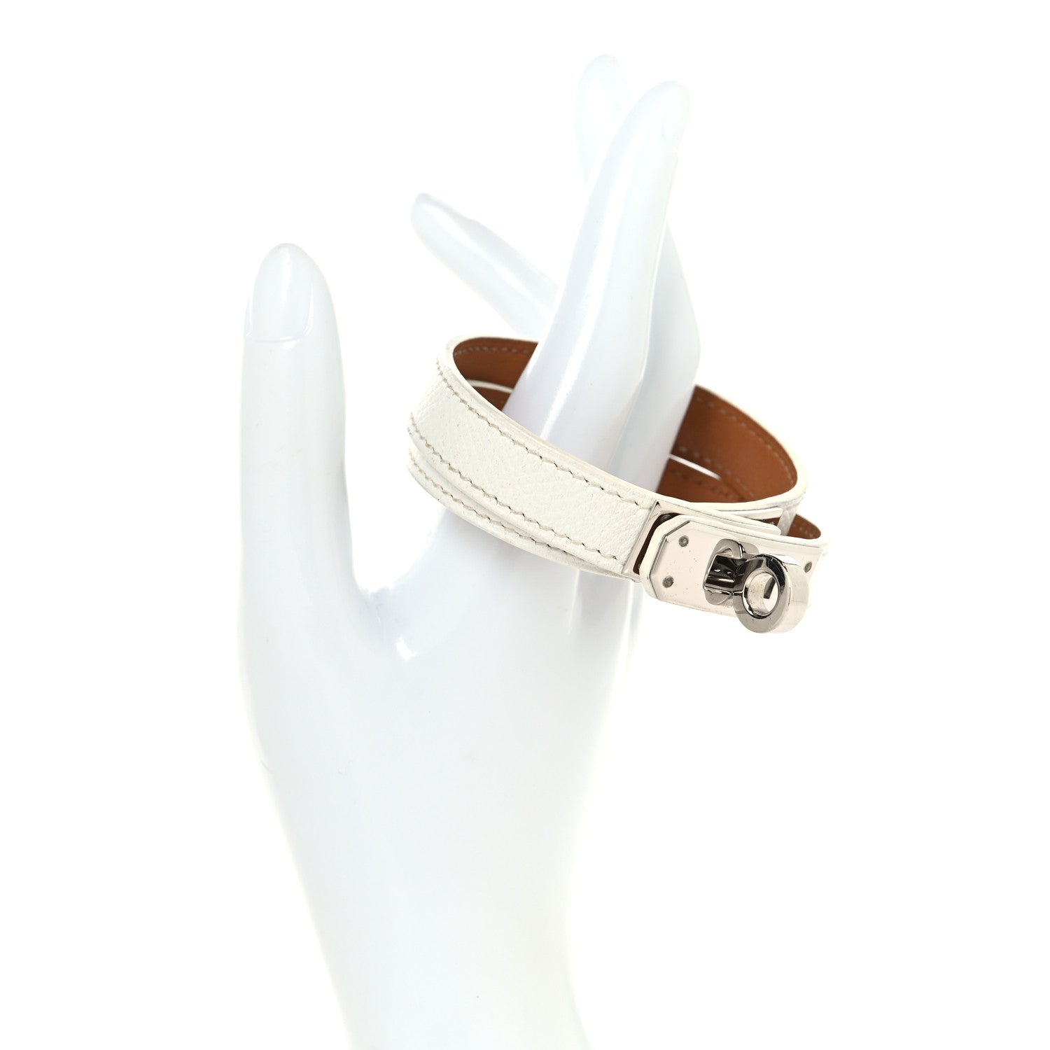 Epsom Kelly Double Tour Bracelet M White