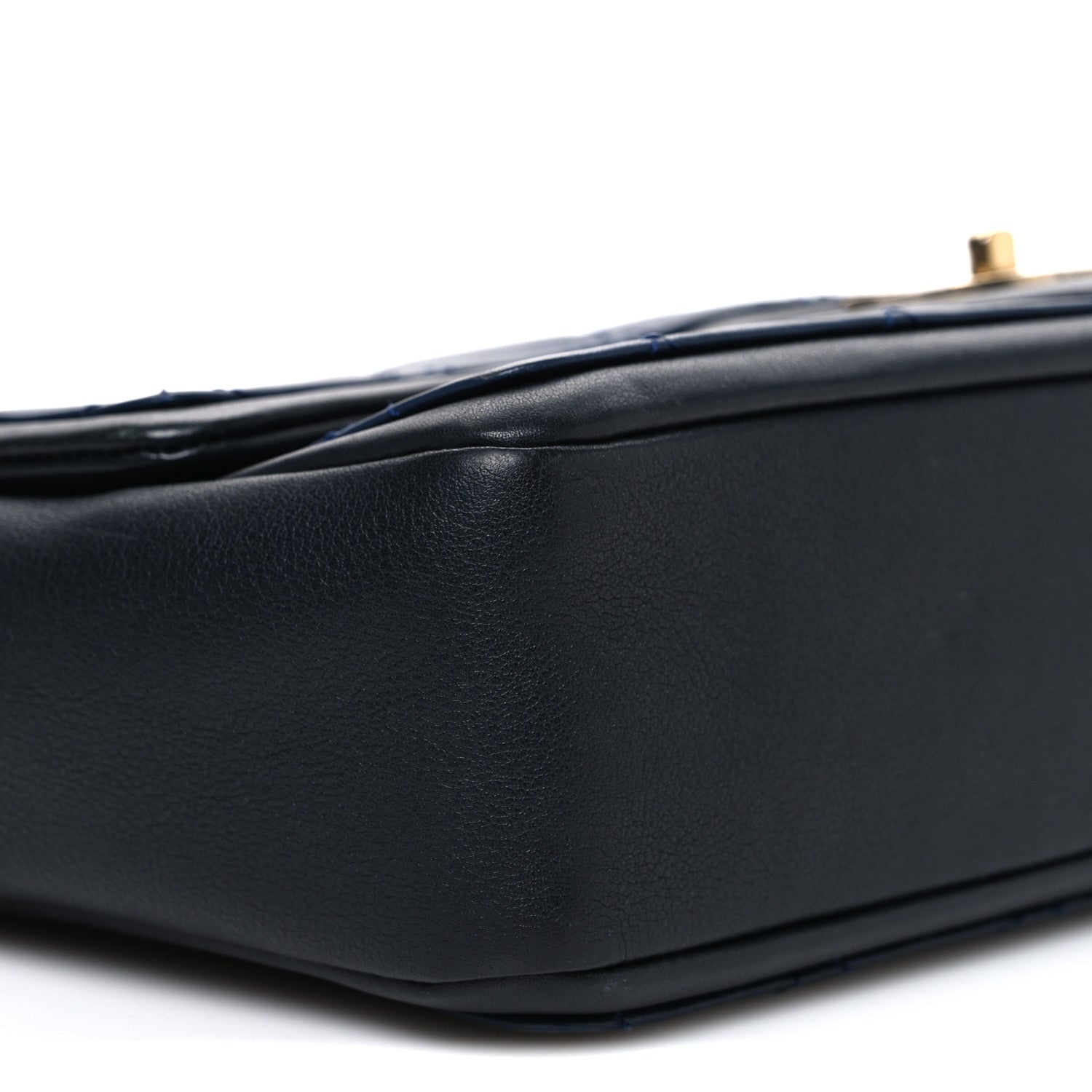 Calfskin Quilted Medium Graphic Flap Blue Black