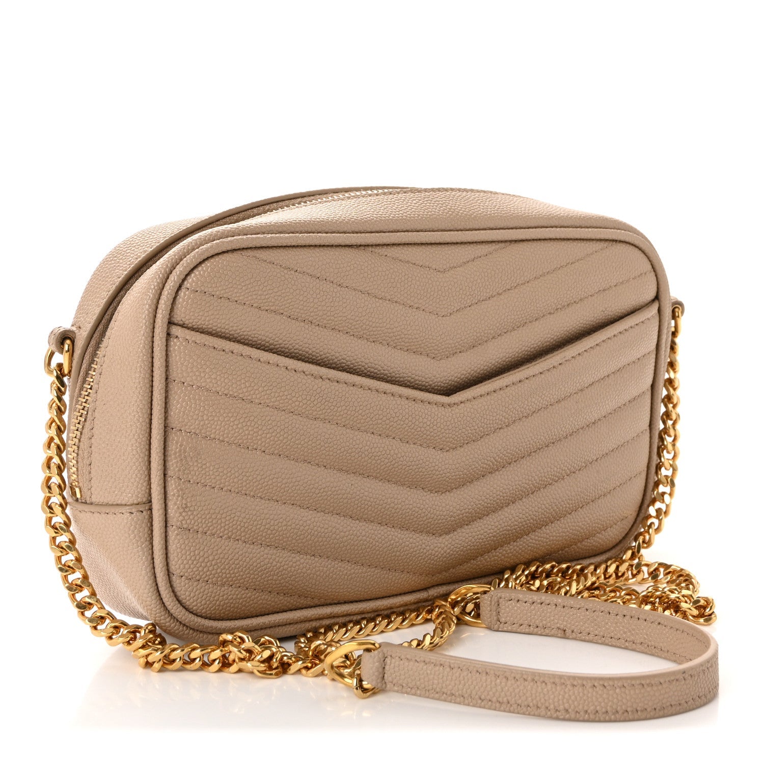 Grain De Poudre Matelasse Monogram Mini Lou Camera Bag Dark Beige