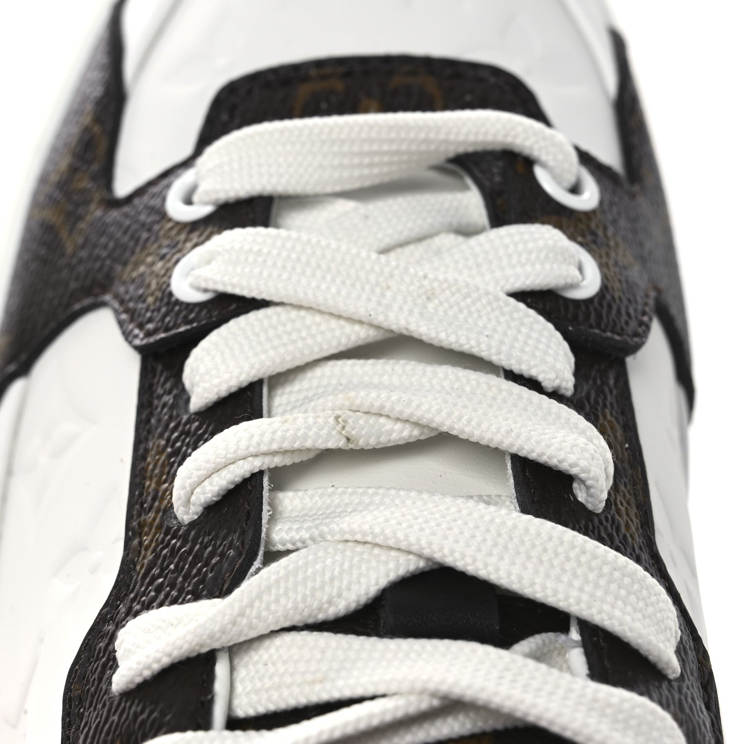 Lambskin Embossed Monogram Time Out Sneakers 39 White Brown
