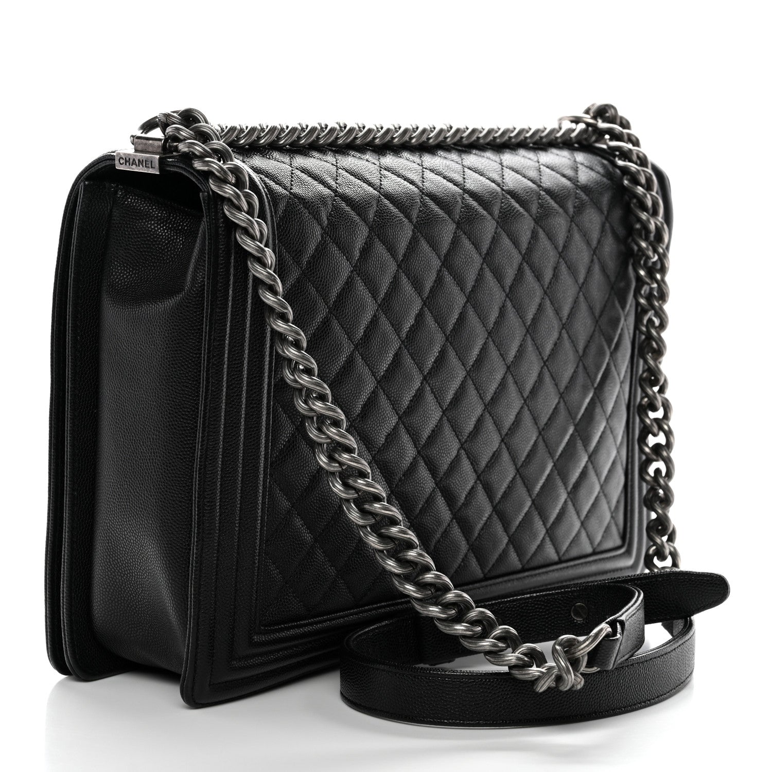 Caviar Quilted Large Boy Flap Black