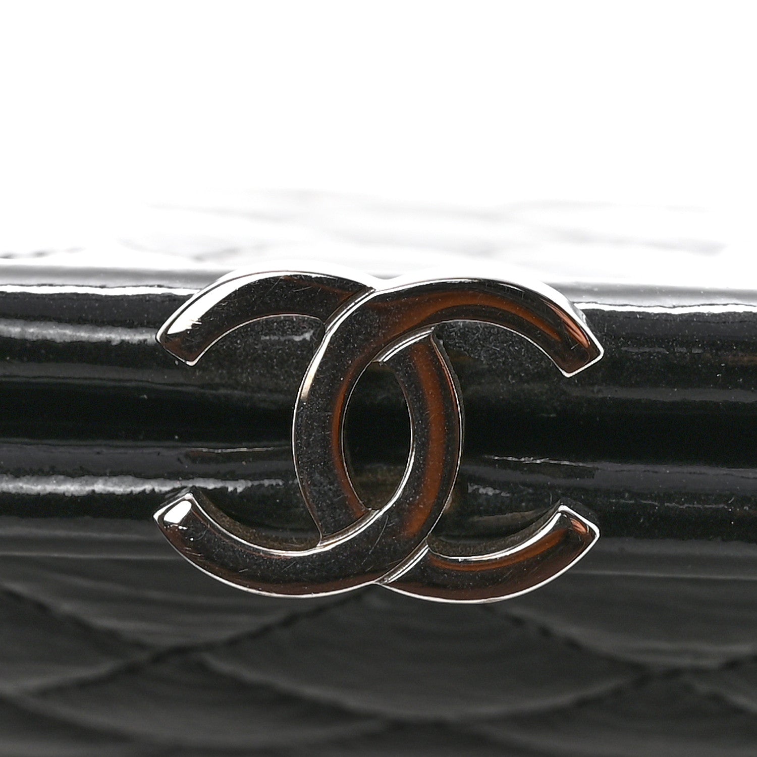 Distressed Patent Quilted Timeless Clutch Black