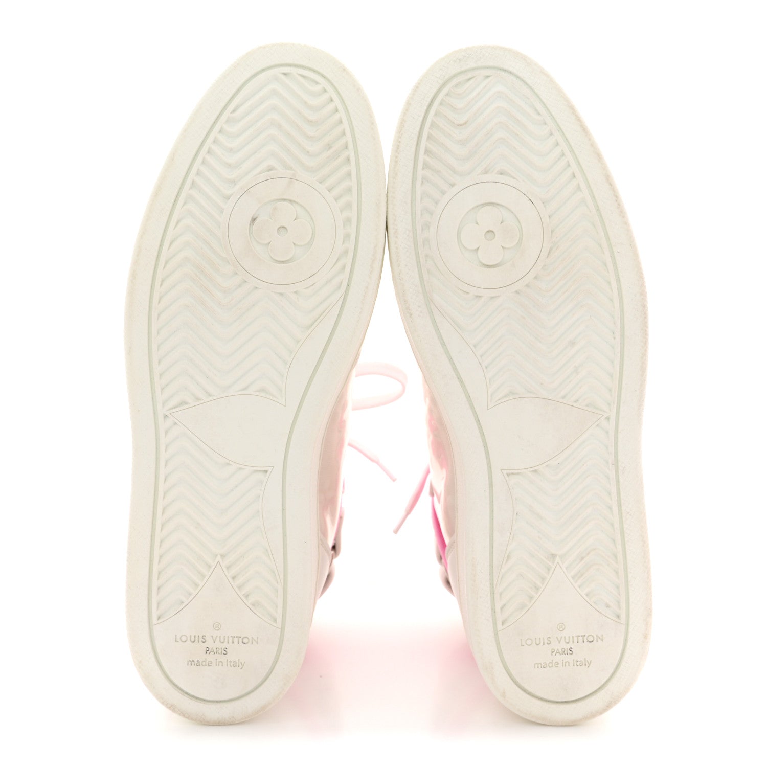 Calfskin Nylon Mesh Monogram Womens Boombox High Top Sneakers 39 White Pink