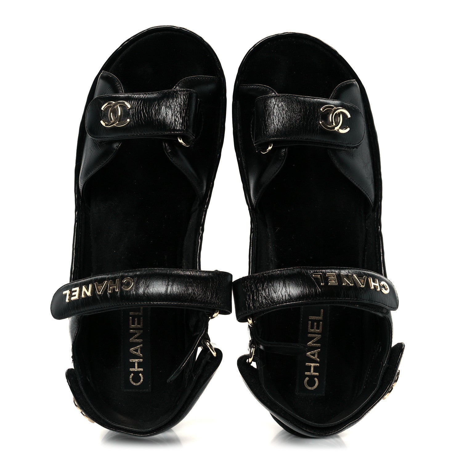 Shiny Calfskin Logo Platform Sandals 41 Black