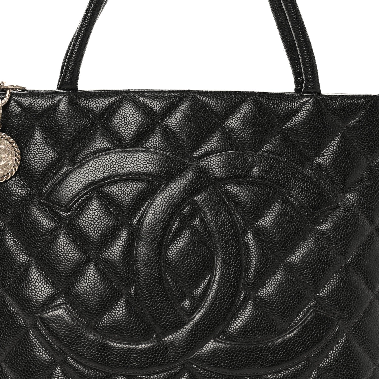 Caviar Quilted Medallion Tote Black
