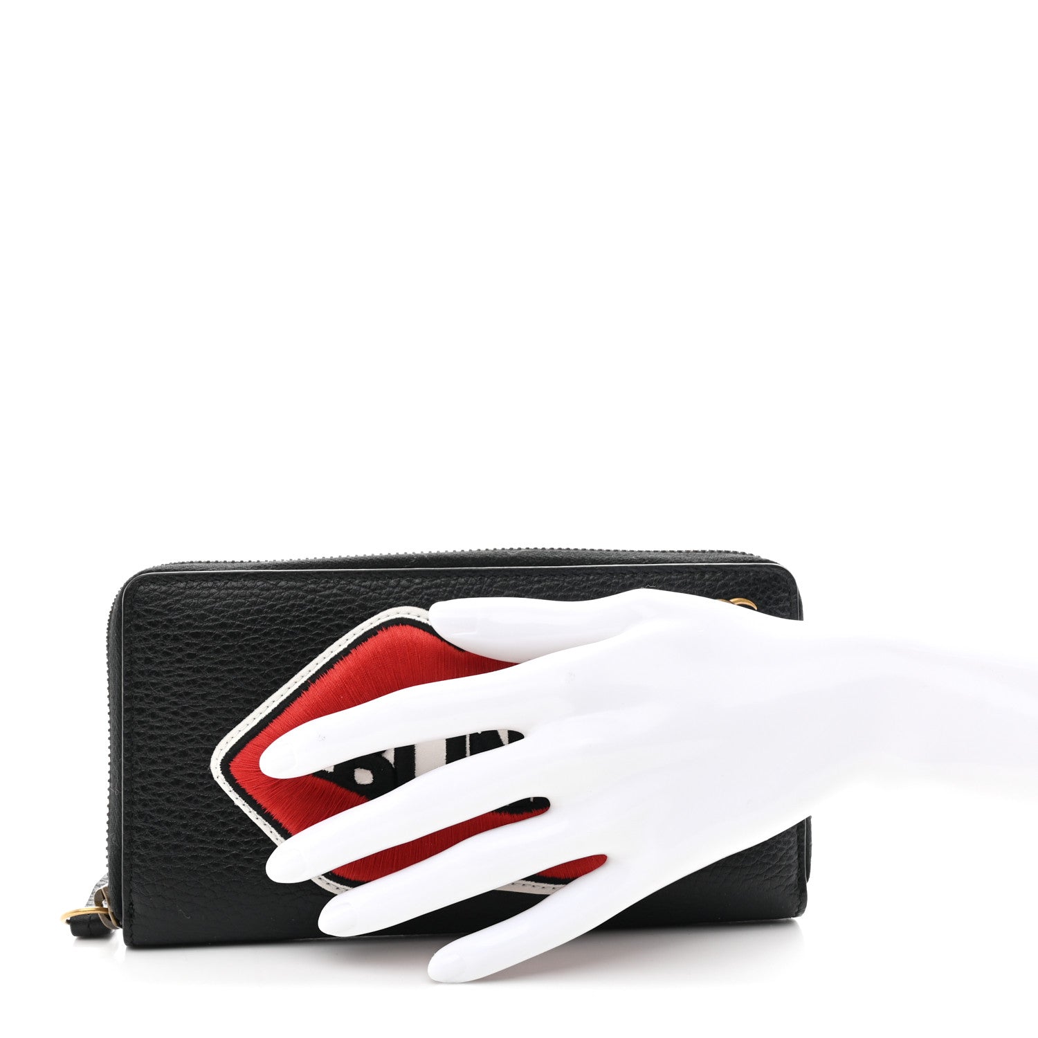 Pebbled Calfskin Blind For Love Zip Around Wallet Black