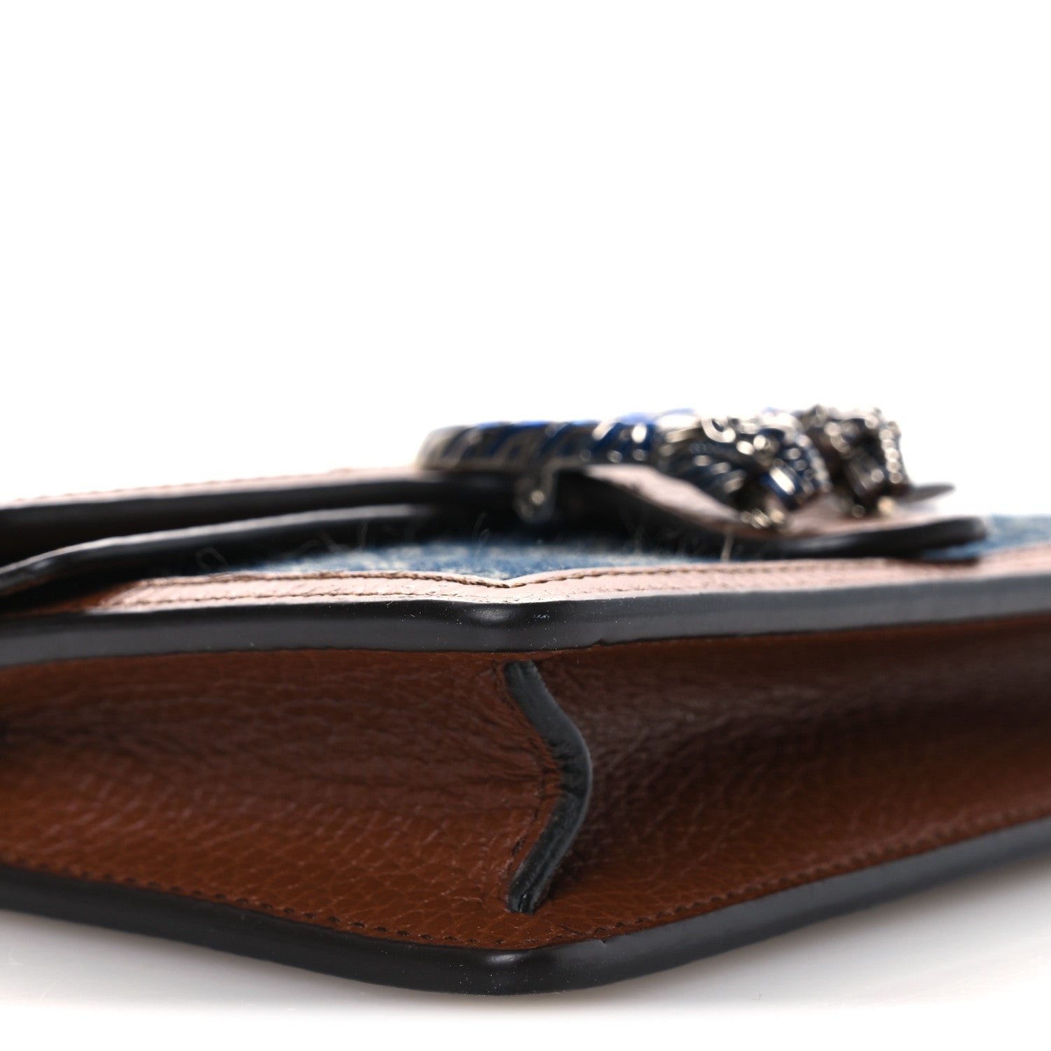 New Denim GG Monogram Dollar Calfskin Enamel Super Mini Dionysus Shoulder Bag Blue Tea Cuir Epilog Electric Blue