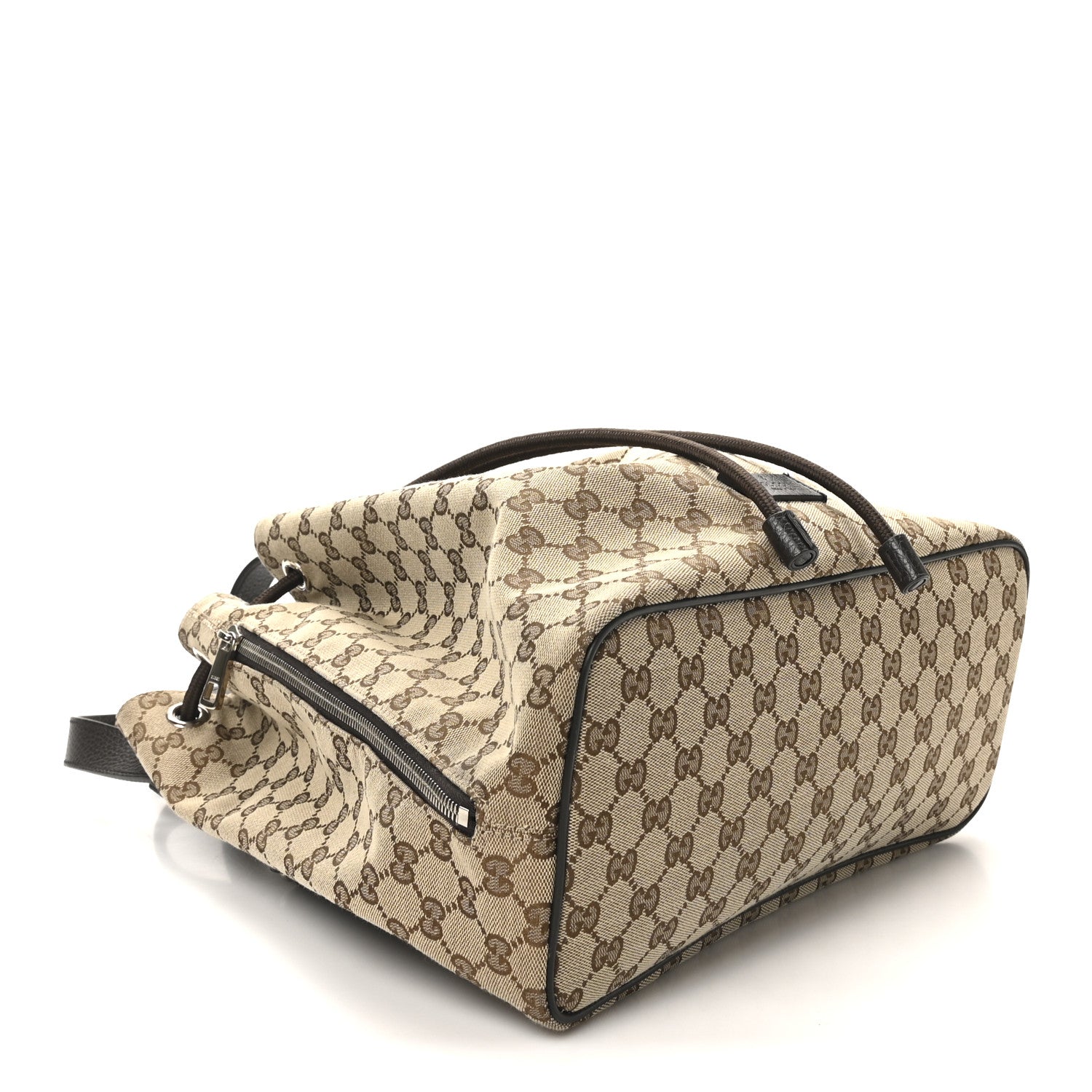 Monogram Dollar Calfskin O Drawstring Backpack Beige Ebony Testa di Moro Dark Chocolate