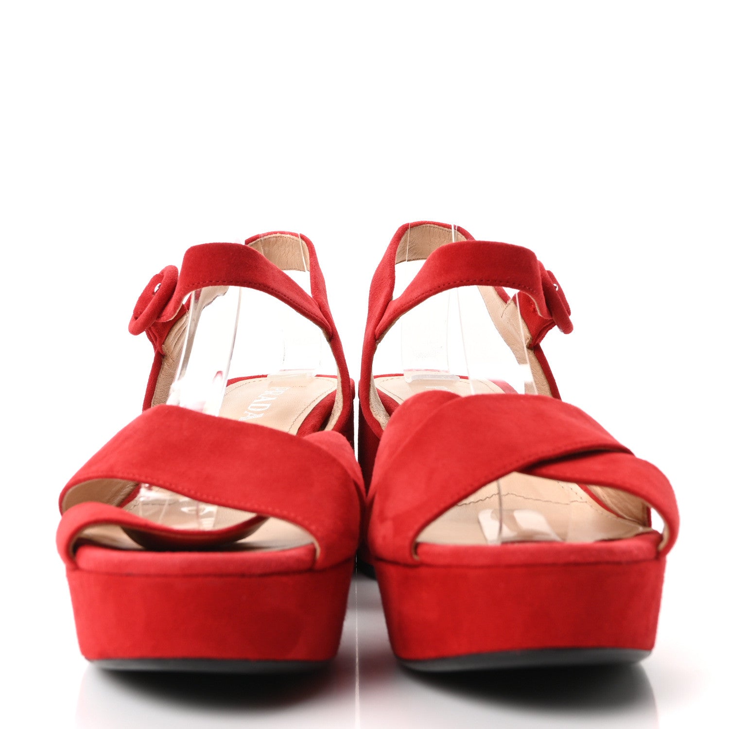 Camoscio Crisscross Platform 25/85mm Sandals 37.5 Red