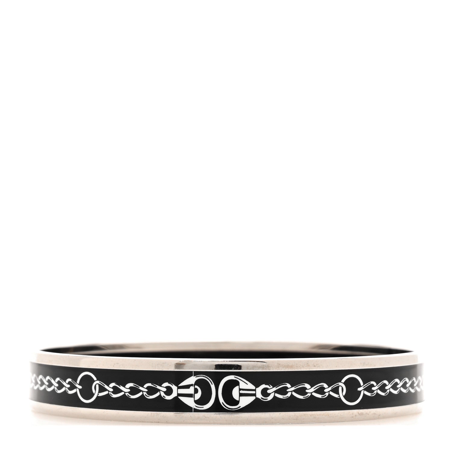 Enamel Printed Narrow L'Arrier Main Bracelet 65 Black White