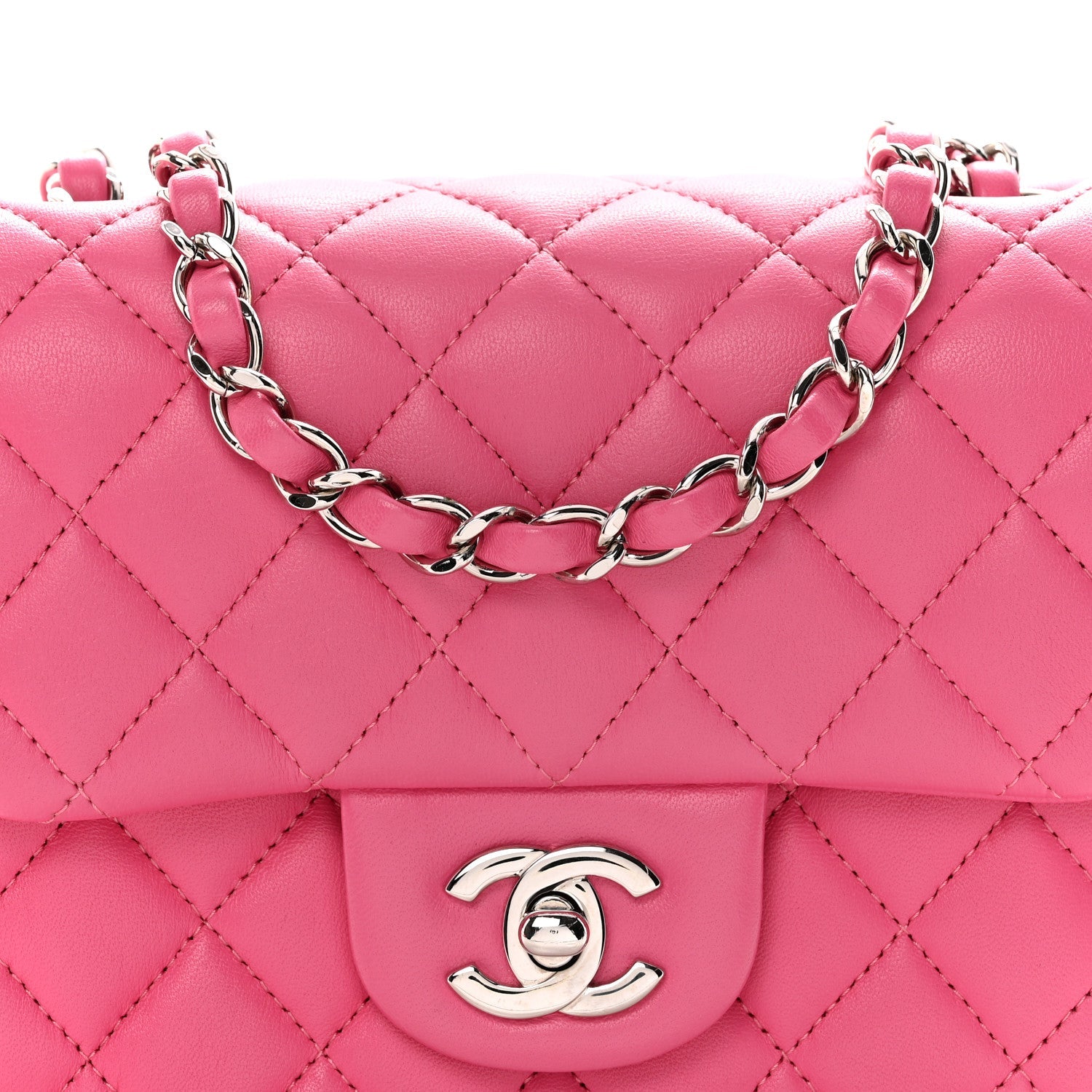 Lambskin Quilted Mini Square Flap Pink