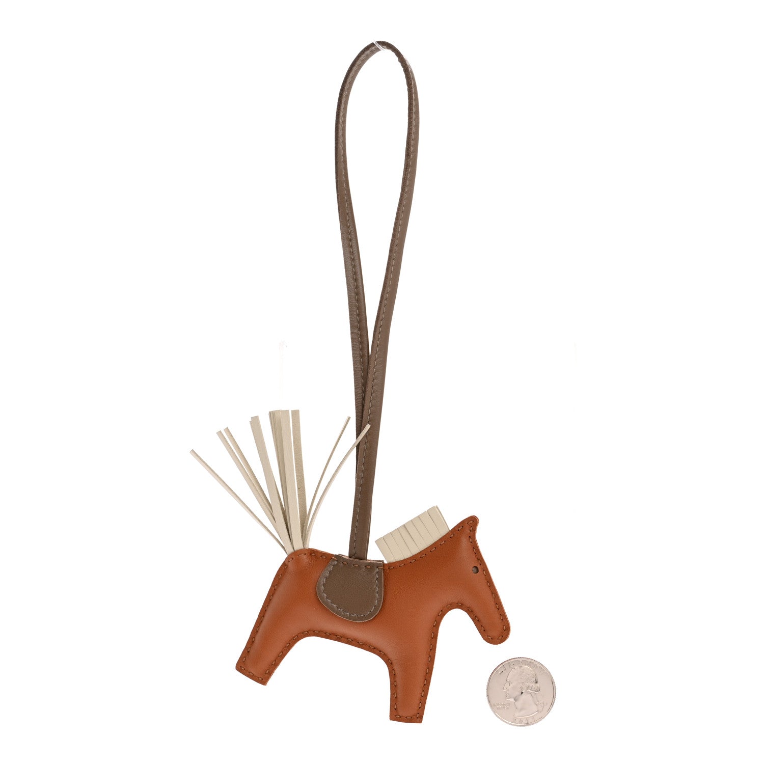 Milo Lambskin Grigri Rodeo Horse Bag Charm PM Gold Craie Etoupe