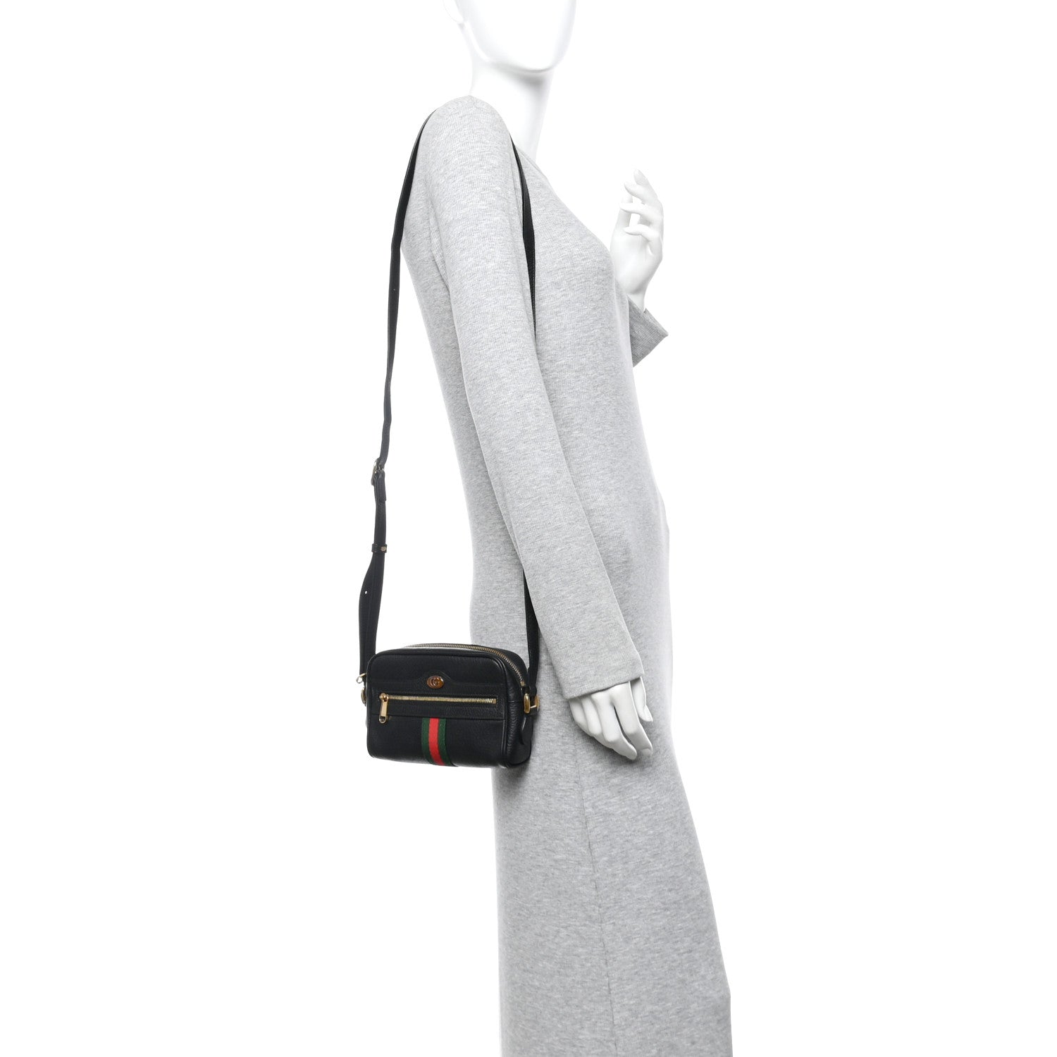 Calfskin Web Mini Ophidia Shoulder Bag Black