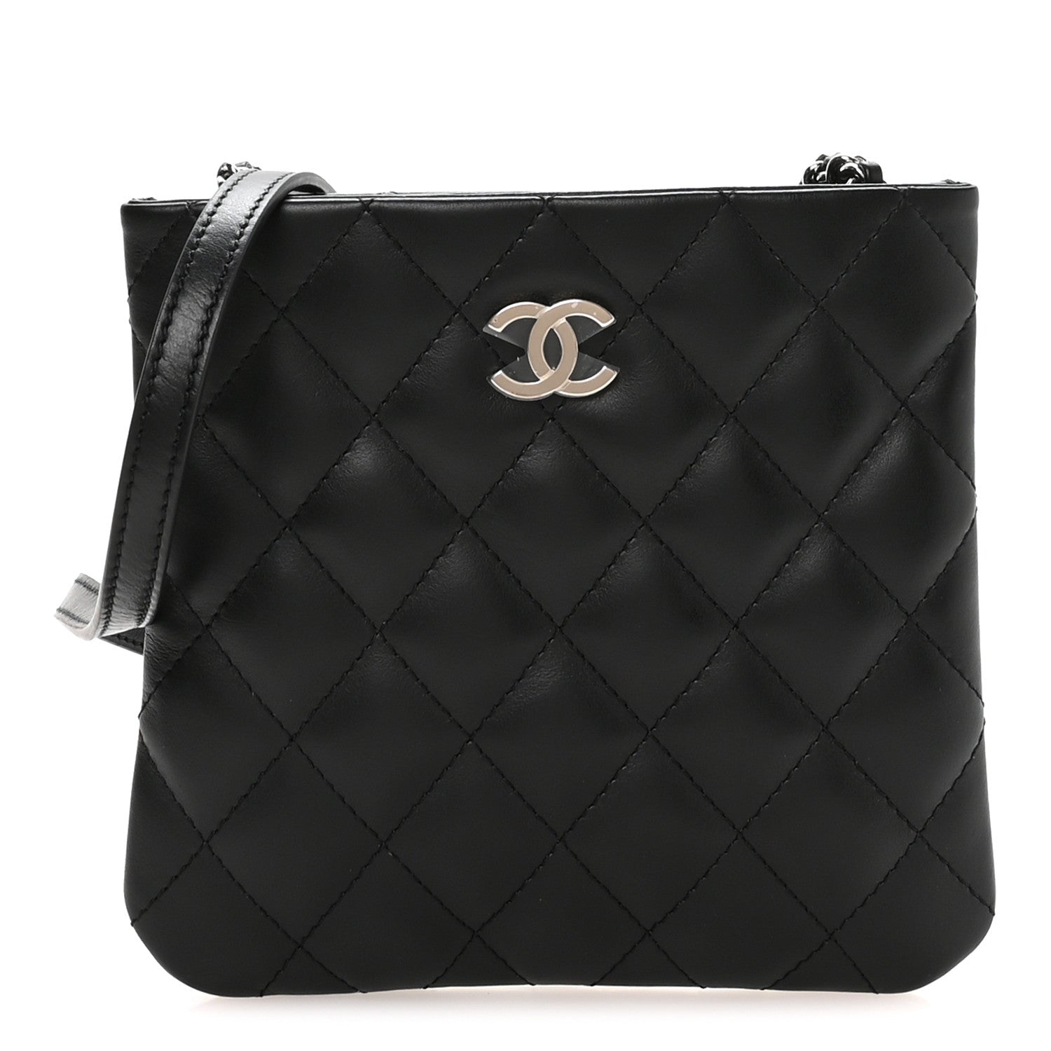 Lambskin Quilted Uniform Crossbody Bag Black
