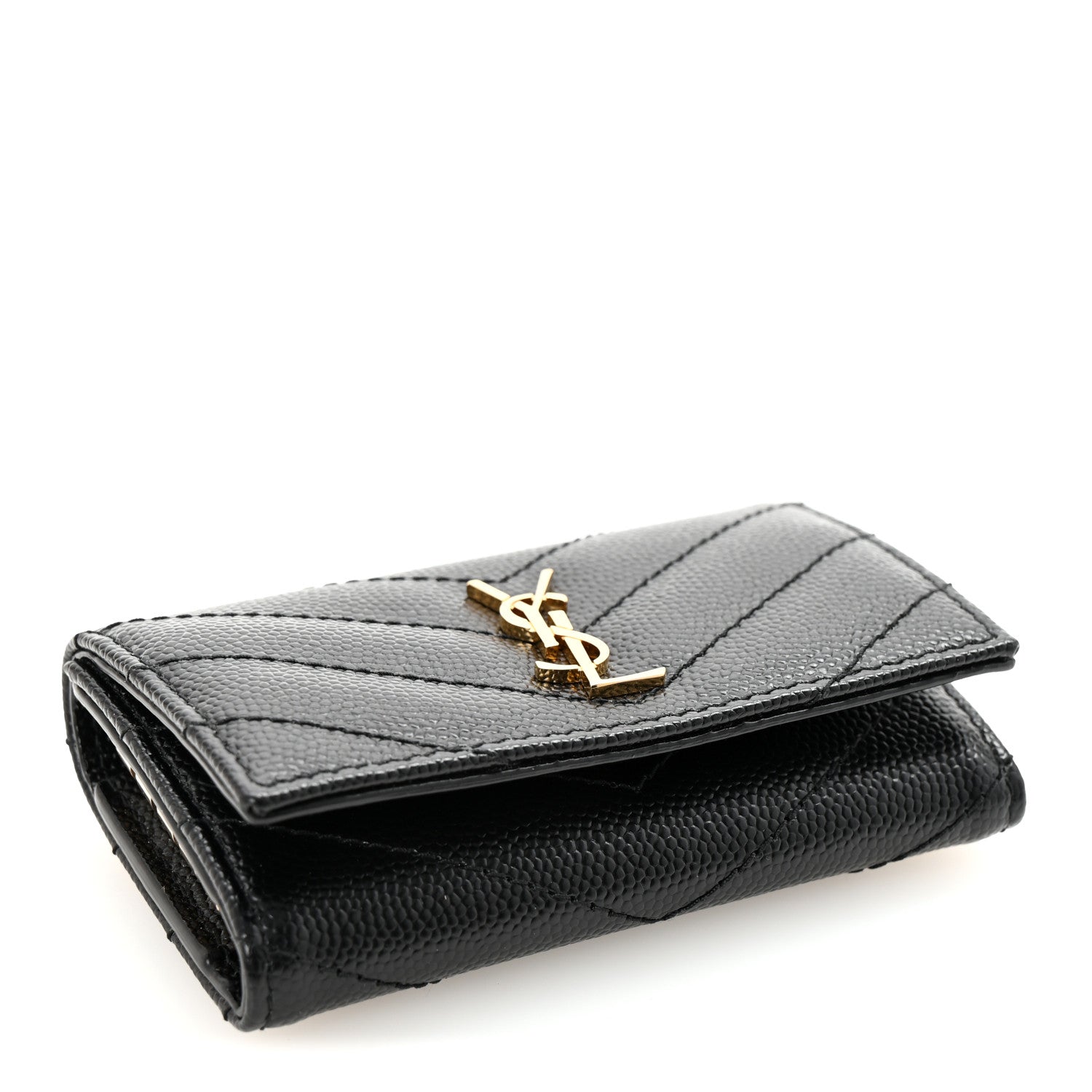 Grain de Poudre Matelasse Cassandre Monogram Slim Key Case Black