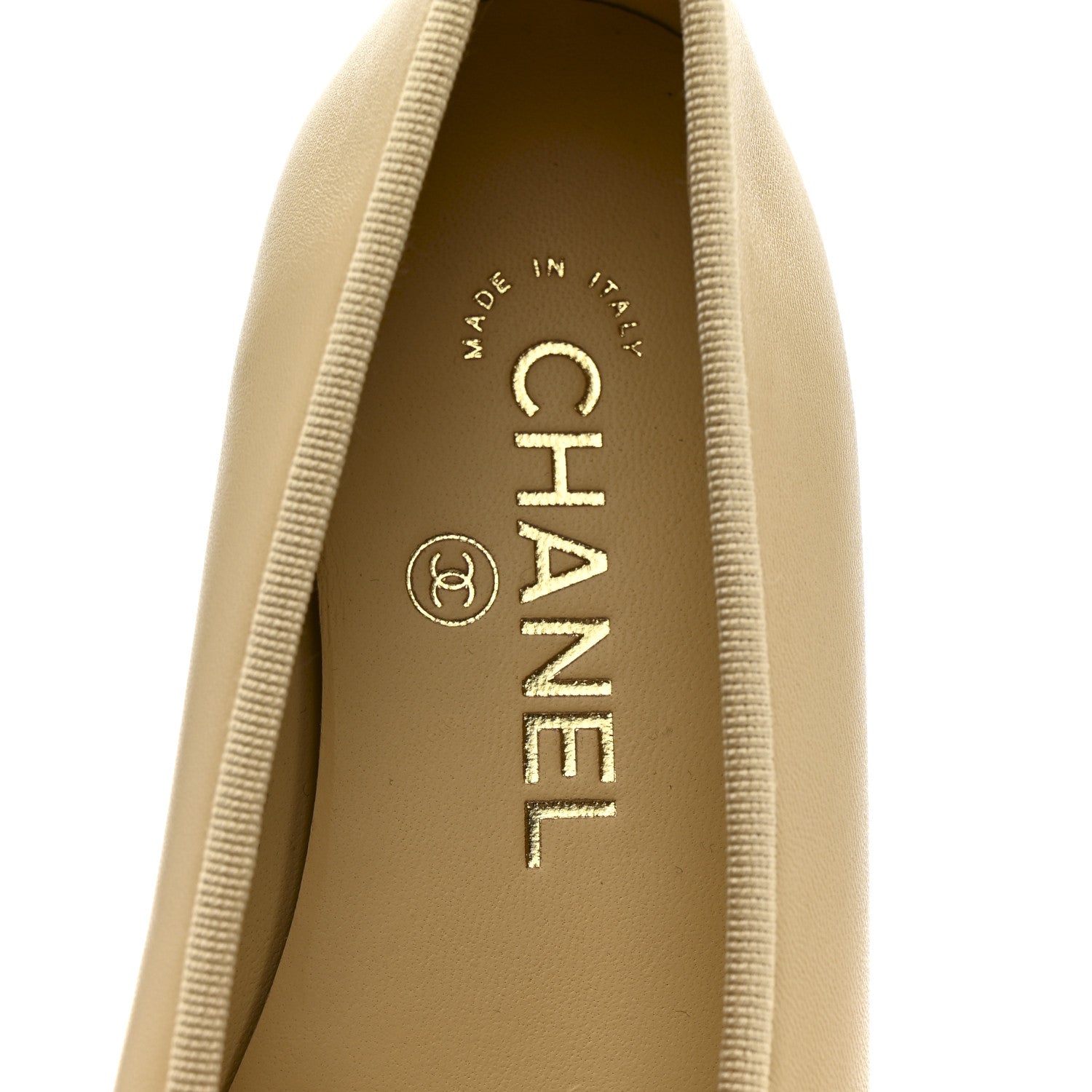 Lambskin Cap Toe CC Ballerina Flats 35.5 Beige Light Beige