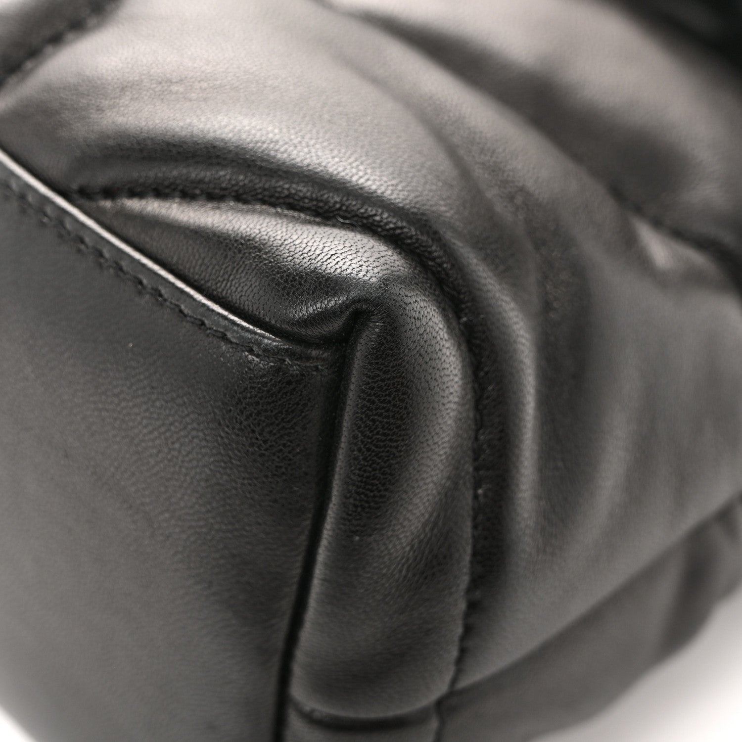 Lambskin Quilted Small Loulou Puffer Monogram Monochrome Chain Satchel Black