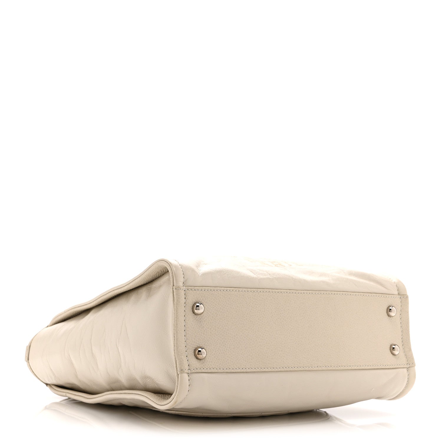 Glazed Calfskin Mini Deauville Tote White