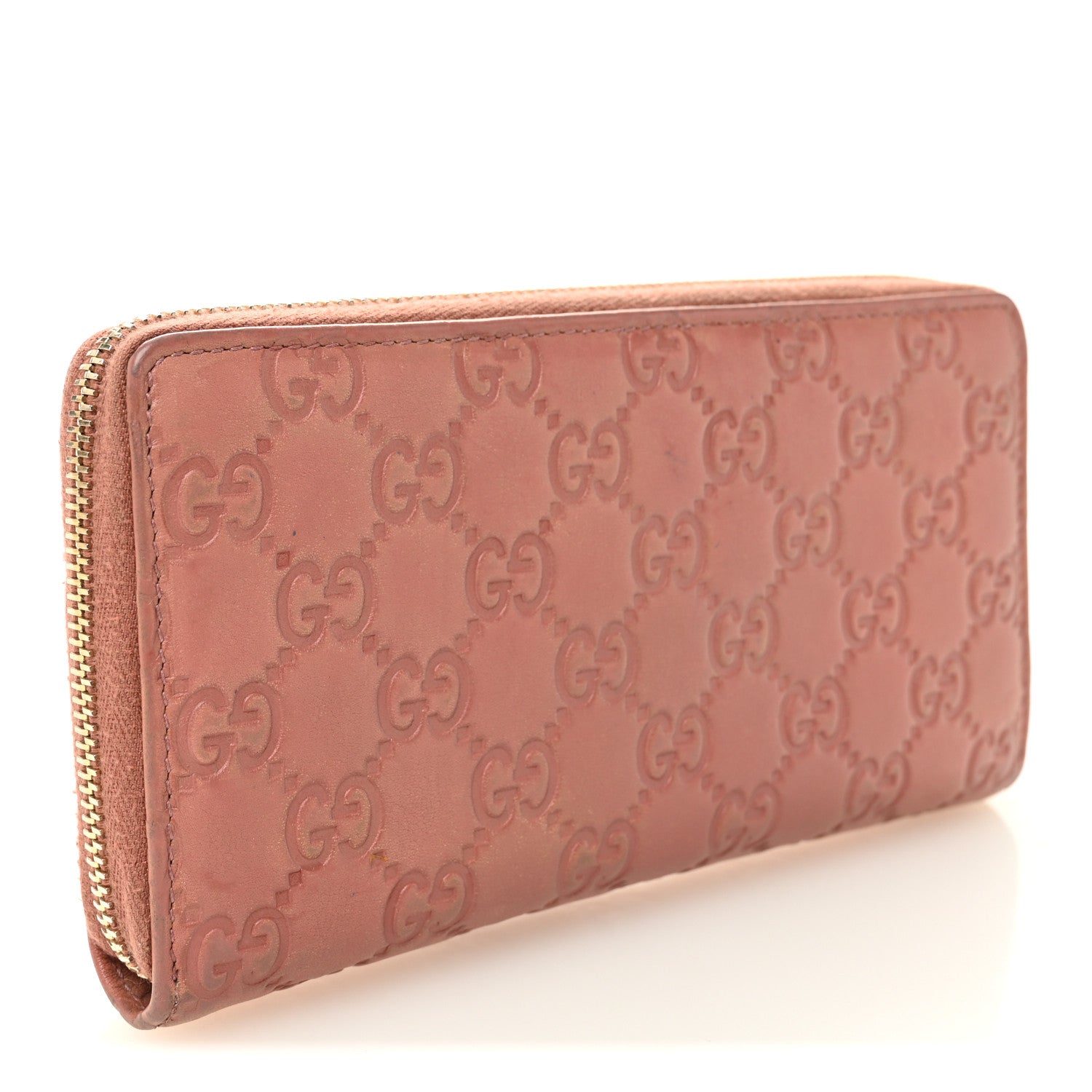 Guccissima Signature Zip Around Wallet Soft Pink