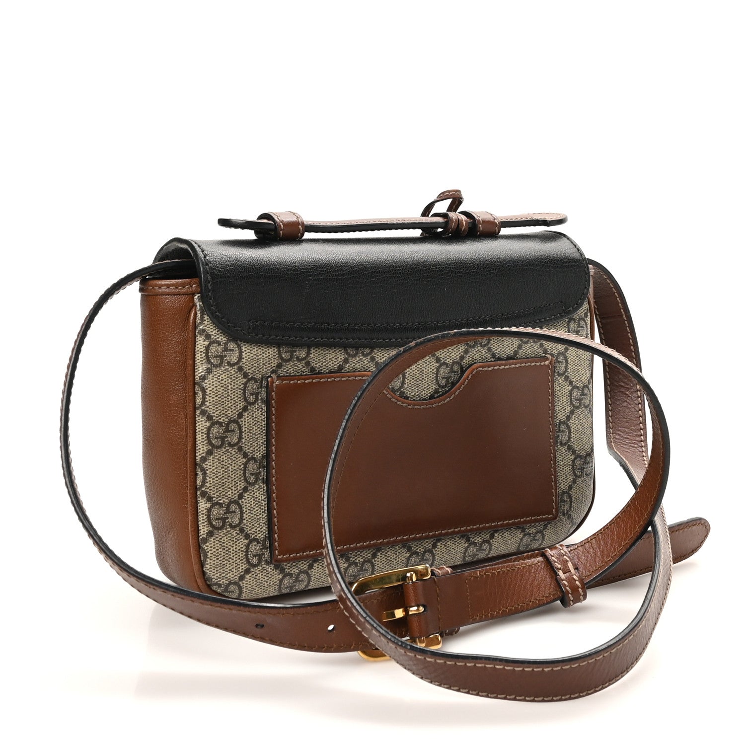 GG Supreme Monogram New Sakai Lux Calfskin Mini Padlock Flap Pocket Shoulder Bag Beige Ebony Black Cuir