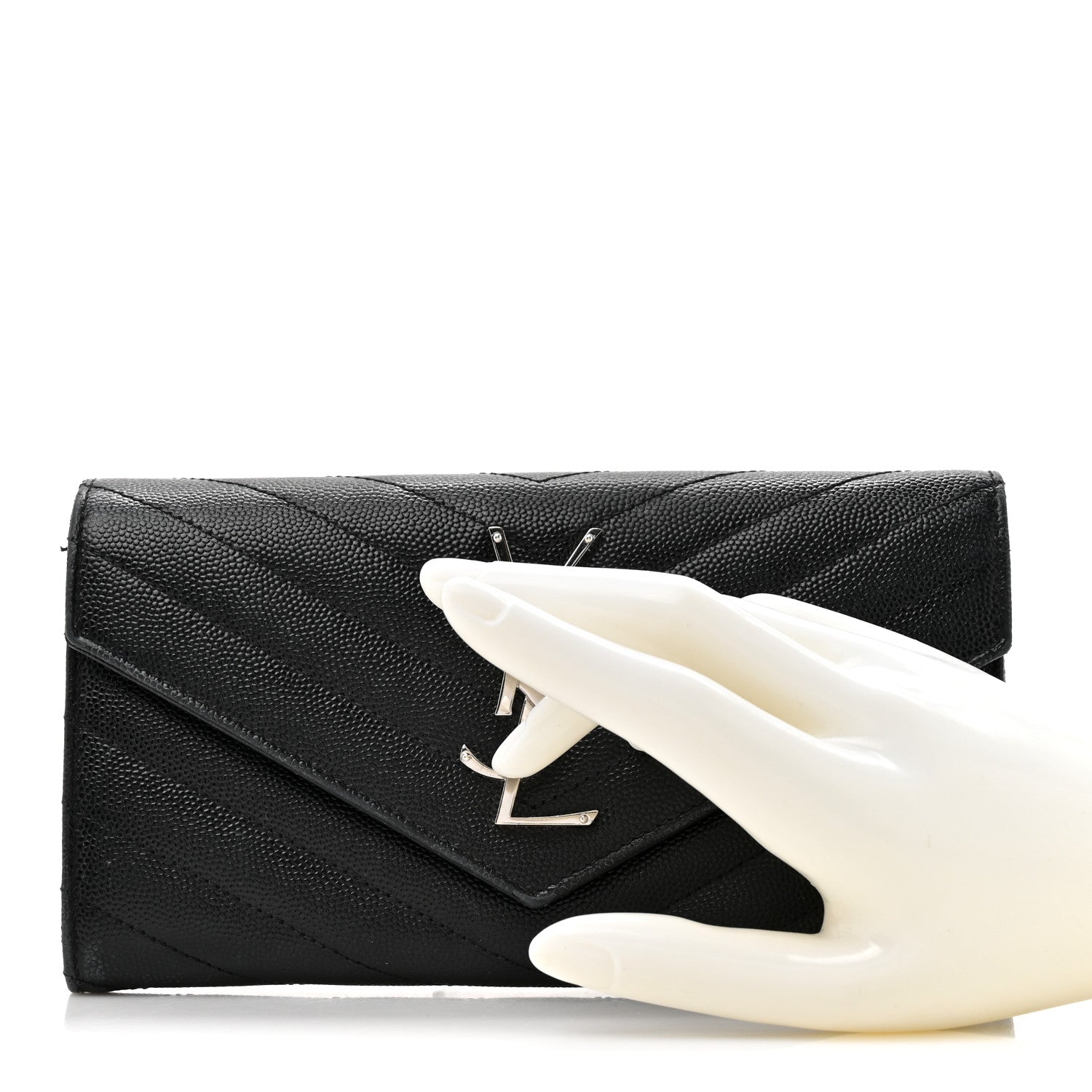 Grain De Poudre Matelasse Chevron Monogram Flap Wallet Black