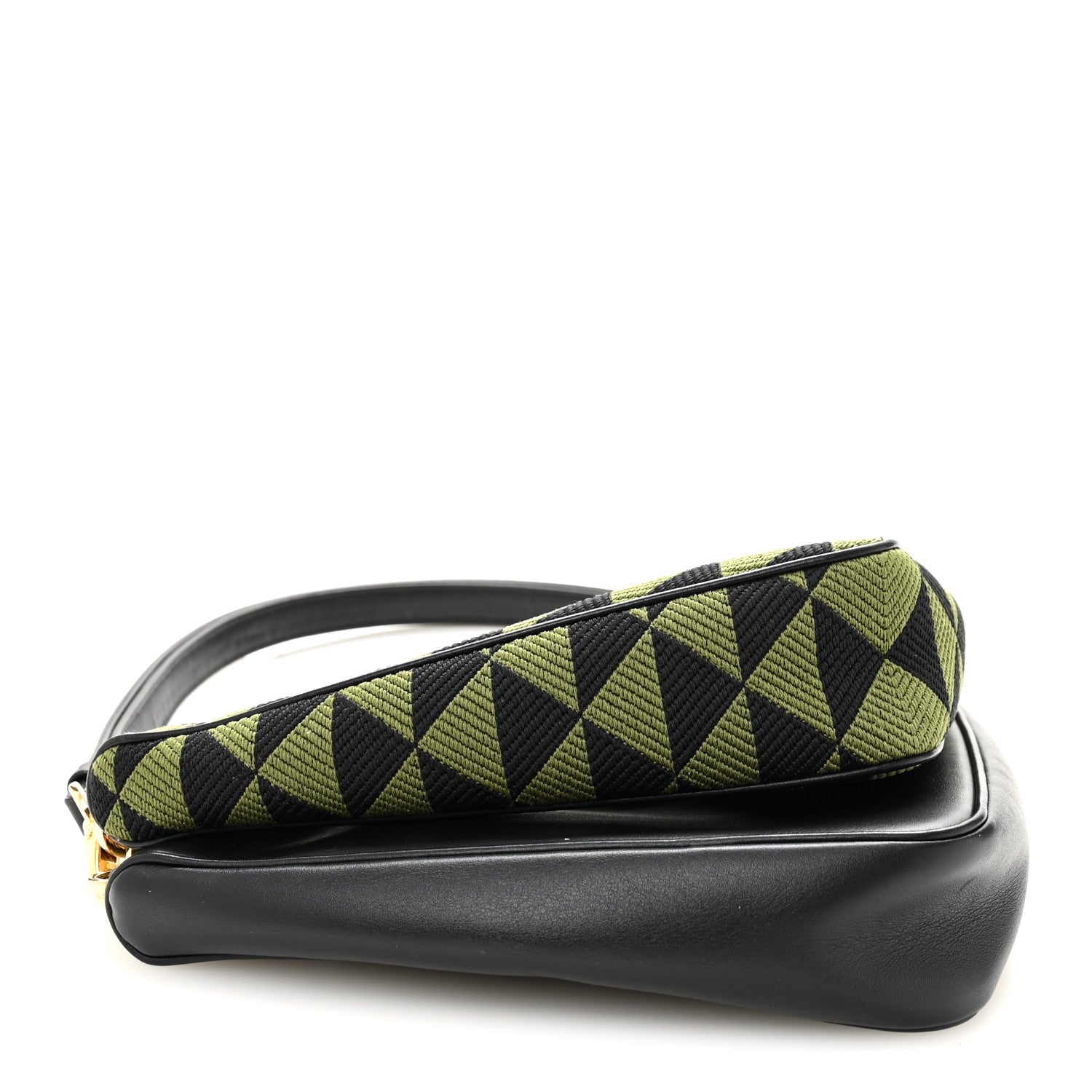 Jacquard Calfskin Triangolo Symbole Embroidered Mini Triangle Double Bag Black Edera