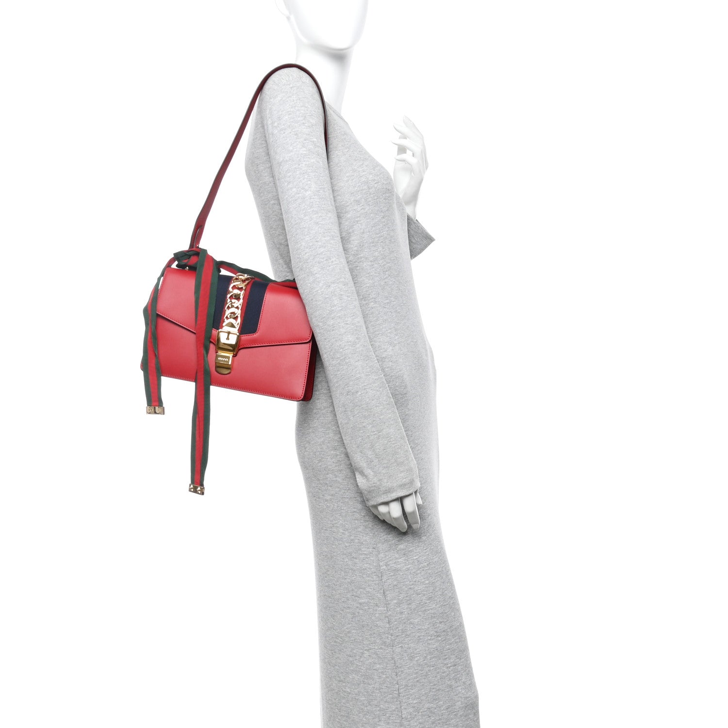 Calfskin Small Sylvie Shoulder Bag Hibiscus Red