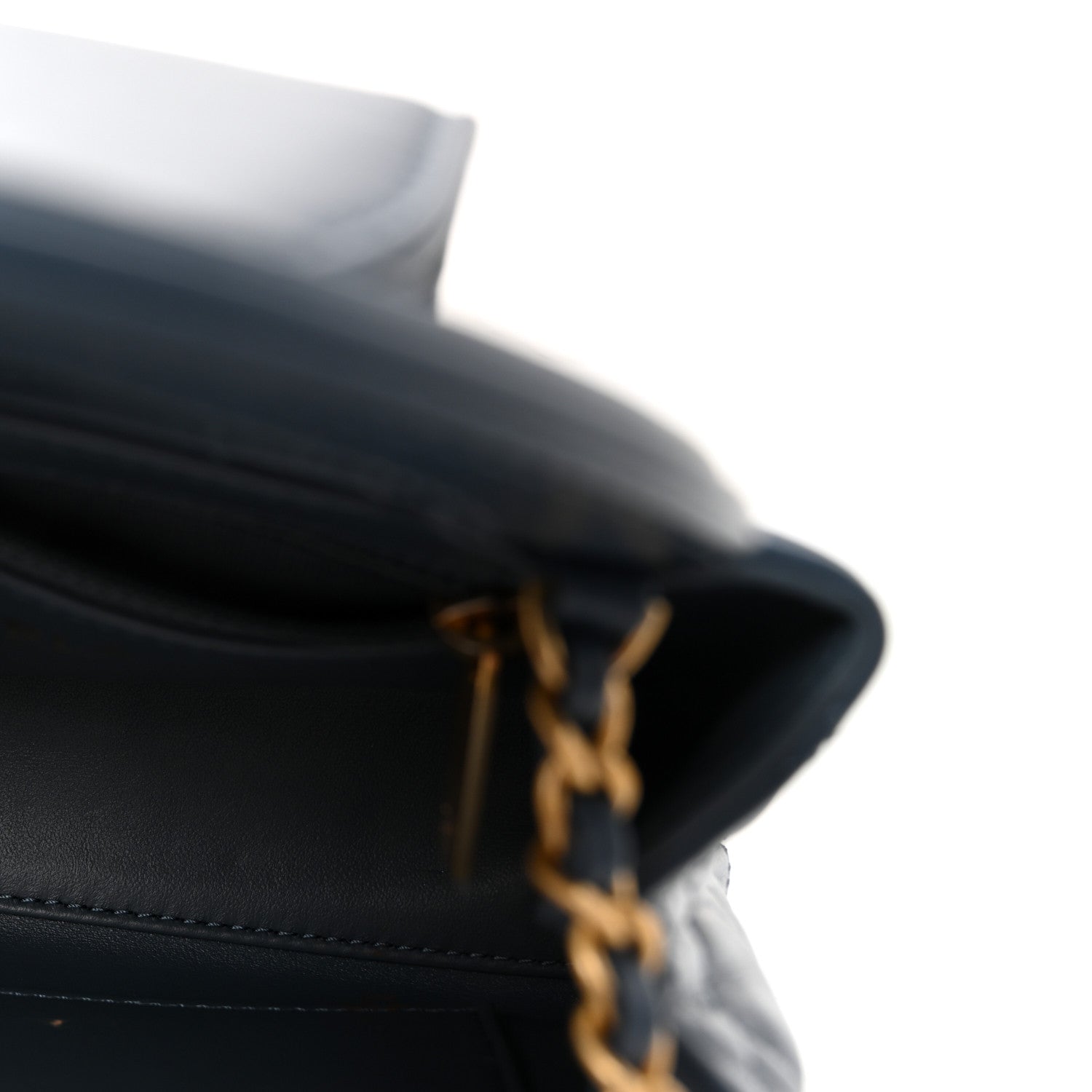 Shiny Aged Calfskin Quilted Nano Kelly Shopper Dark Blue