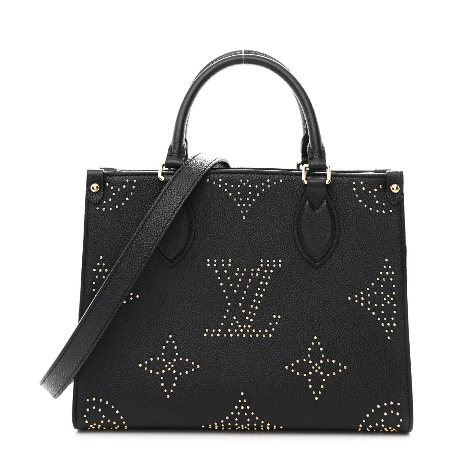 Grained Calfskin Studded Monogram Giant Onthego PM Black