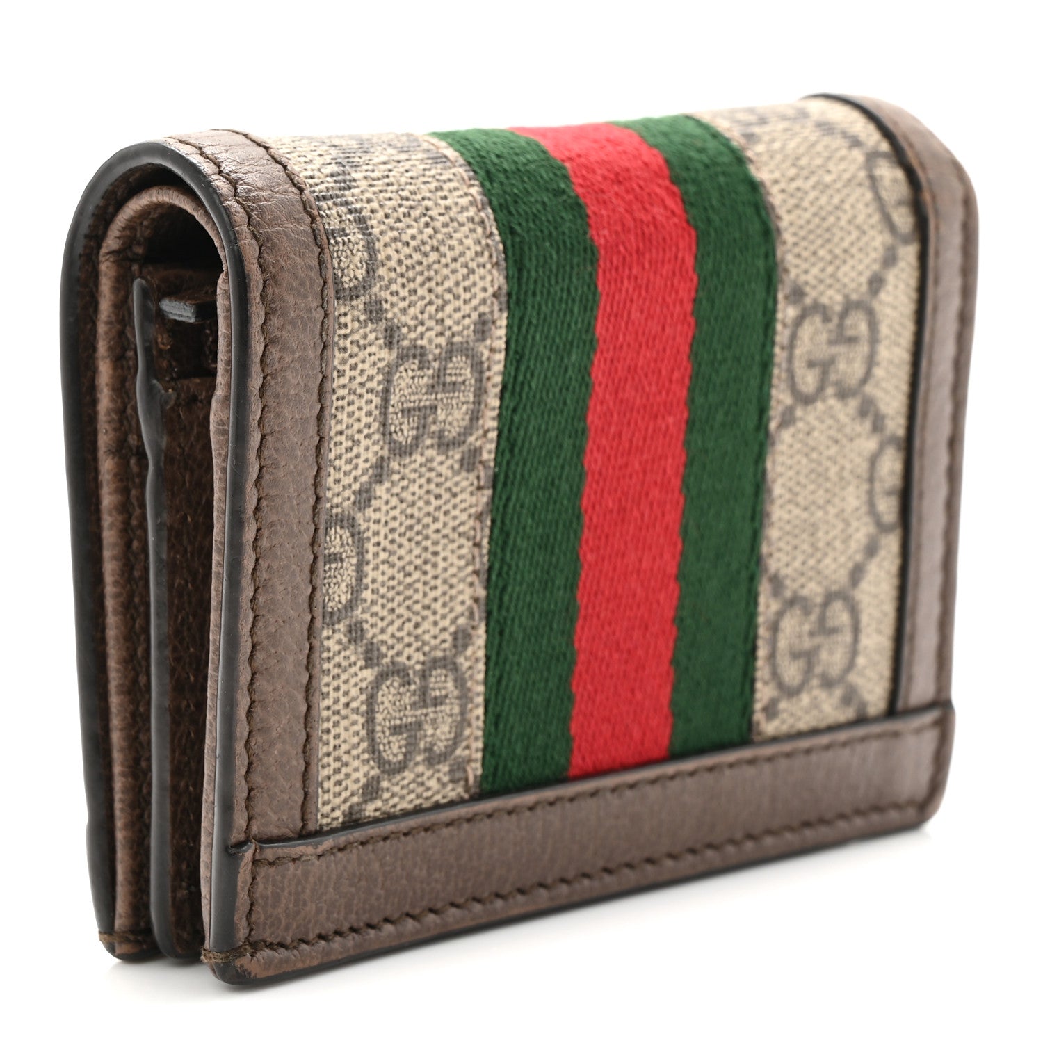 GG Supreme Monogram Web Ophidia Card Case Beige New Acero