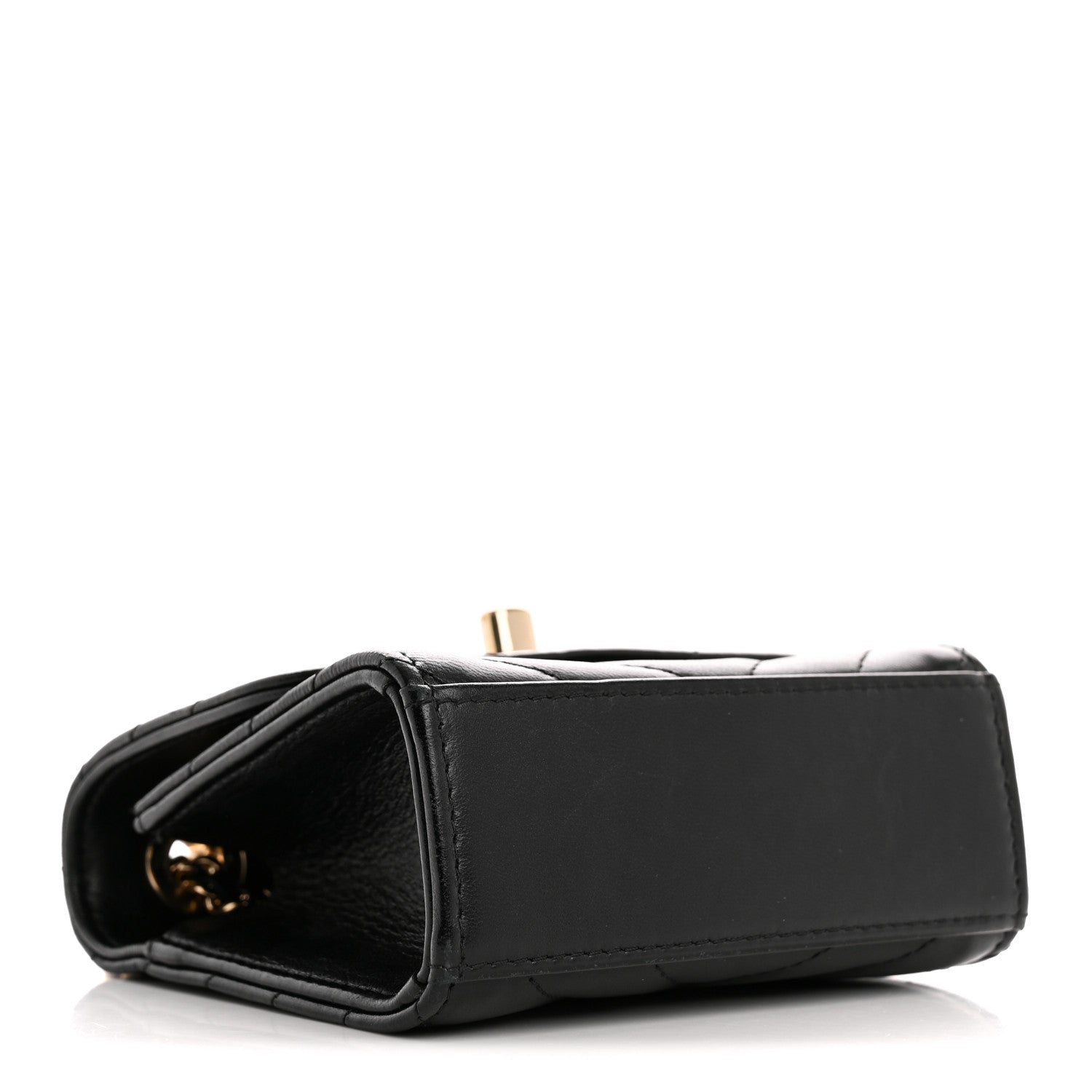 Lambskin Chevron Quilted Mini Trendy CC Chain Wallet Black
