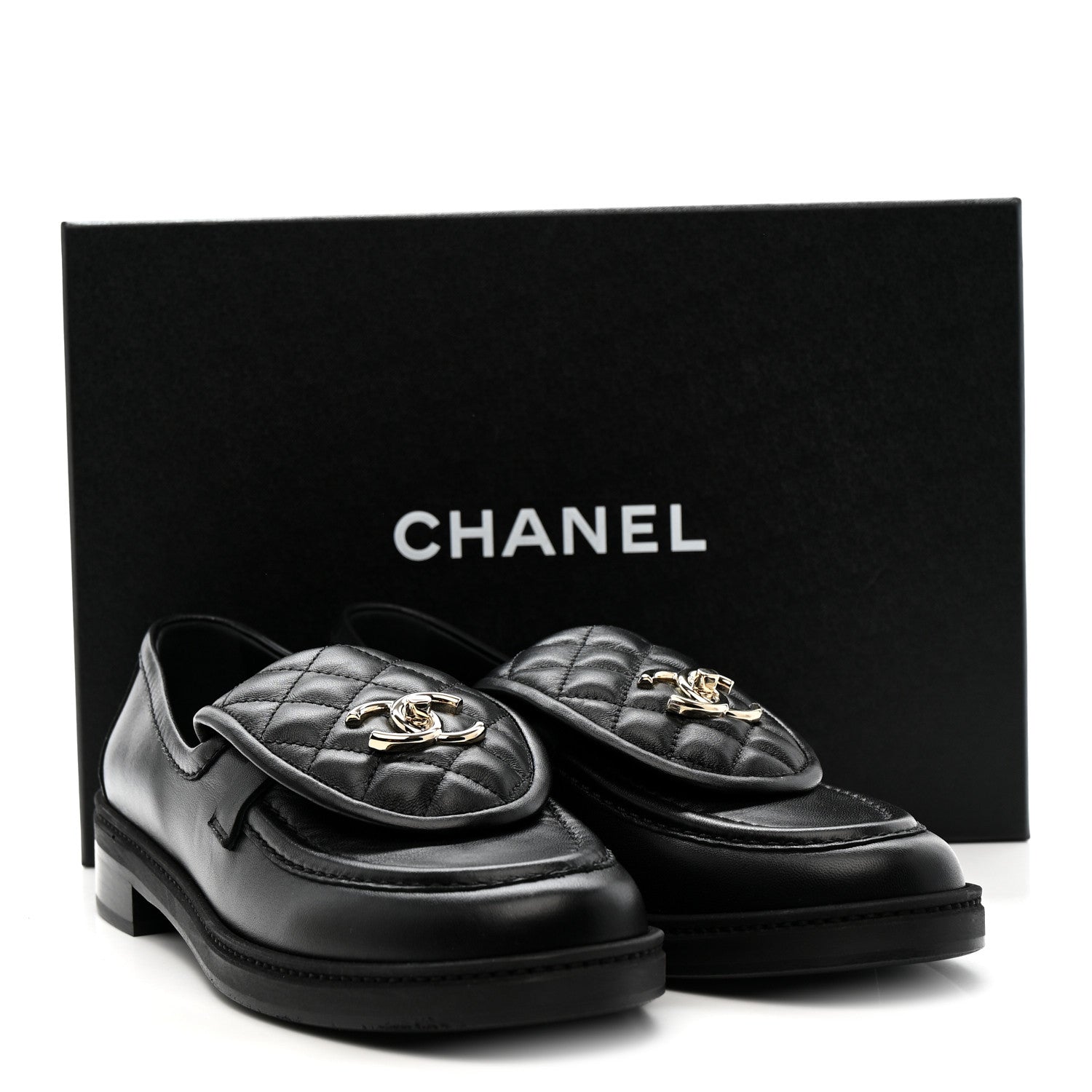 Lambskin Quilted CC Turnlock Loafers 39.5 Black