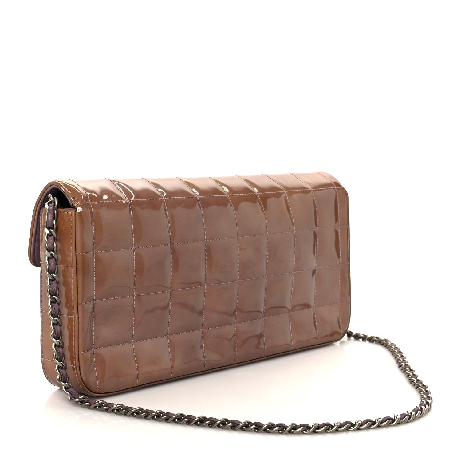 Patent Quilted East West Chocolate Bar Flap Light Purple
