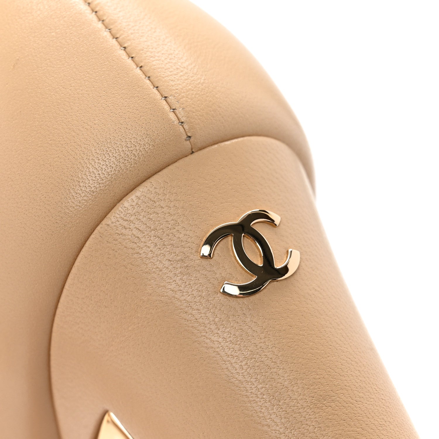 Lambskin Cap Toe Metal Heel Pumps 37.5 Beige Black