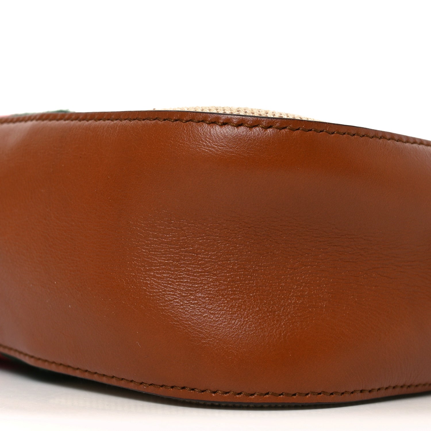 Vintage Canvas Web Shoulder Bag Sand Cuir