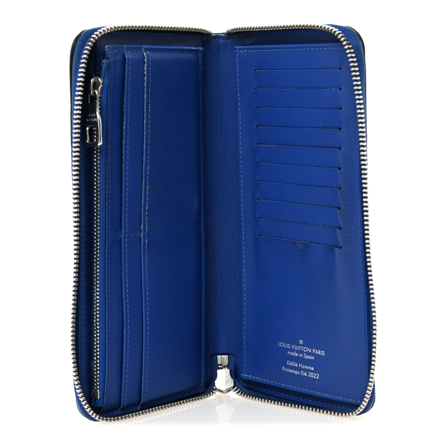 Taurillon Illusion Zippy Vertical Wallet Bleu Rose