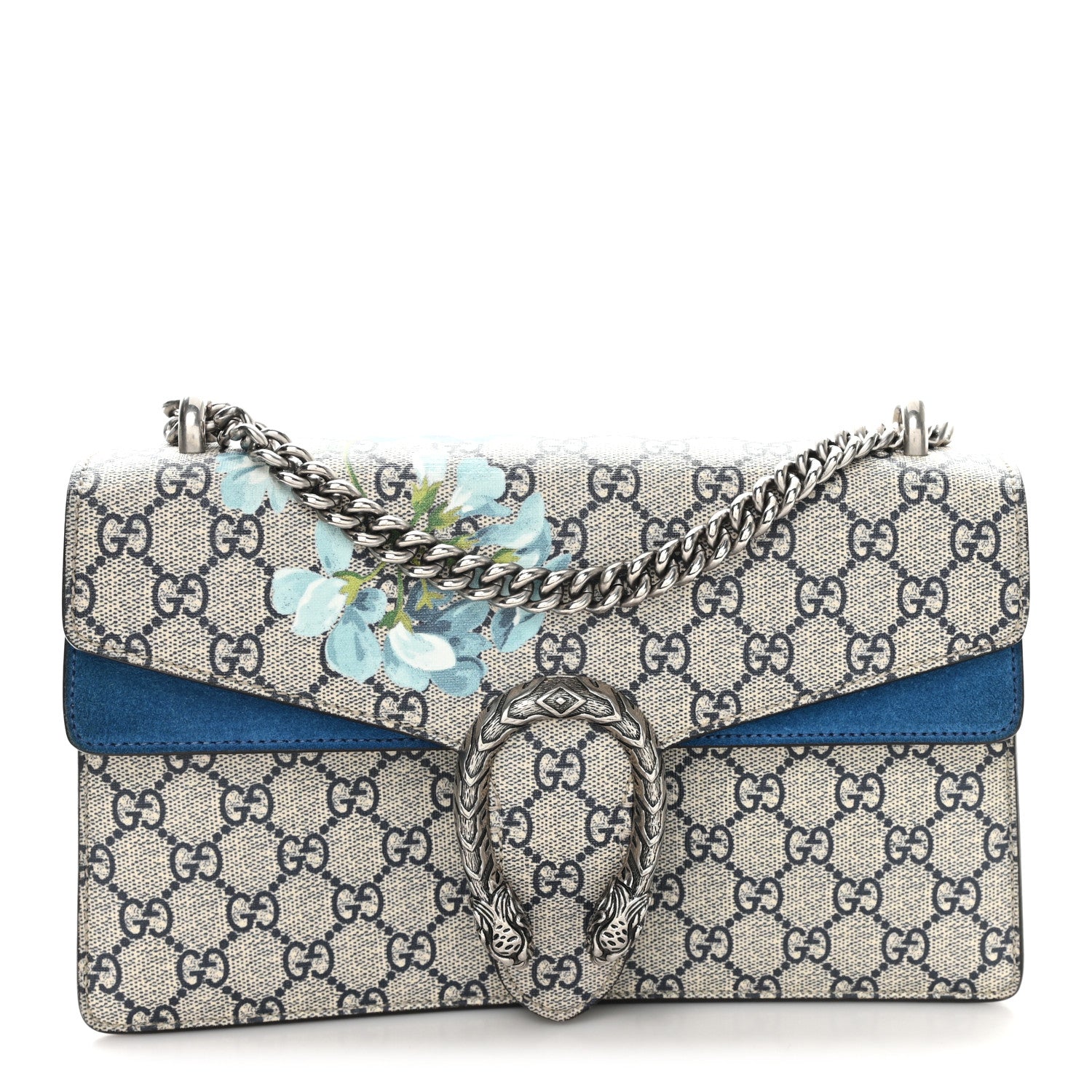 GG Supreme Monogram Blooms Small Dionysus Shoulder Bag Beige Navy Vintage Blue