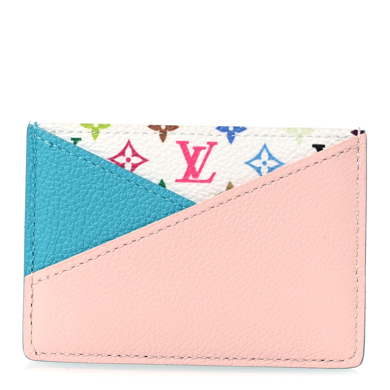 LV X TM Monogram Multicolor Criss-Cross Card Holder Kabira Blue Rose
