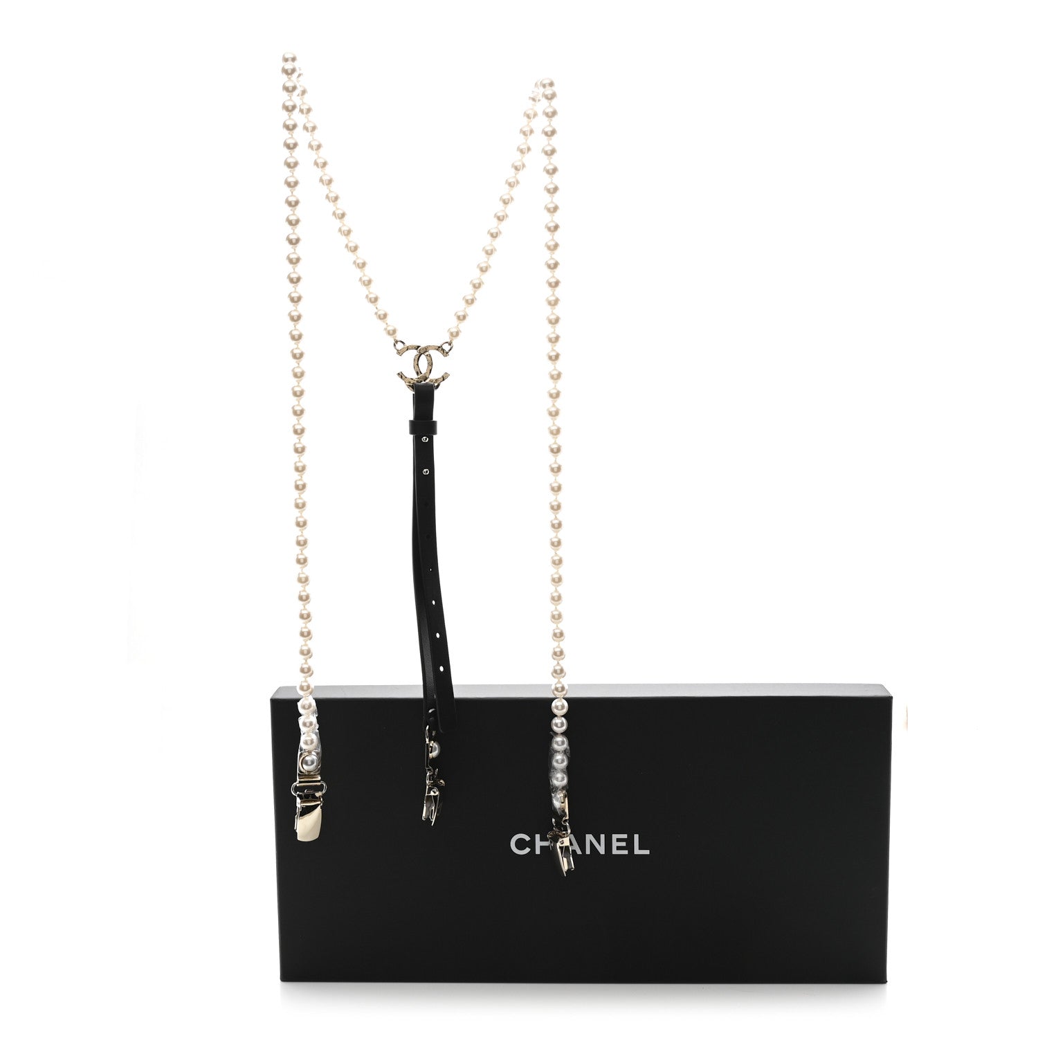 Calfskin Pearl CC Suspenders M Black Pearly White