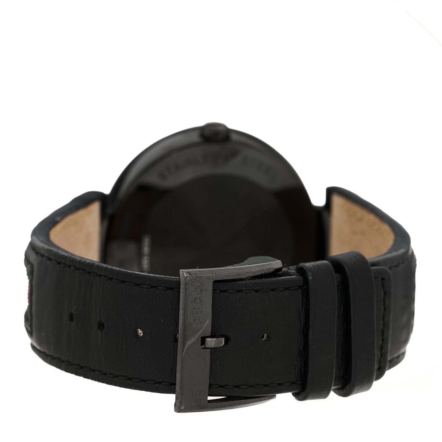 Stainless Steel Calfskin 42mm Interlocking Web G Quartz Watch Black