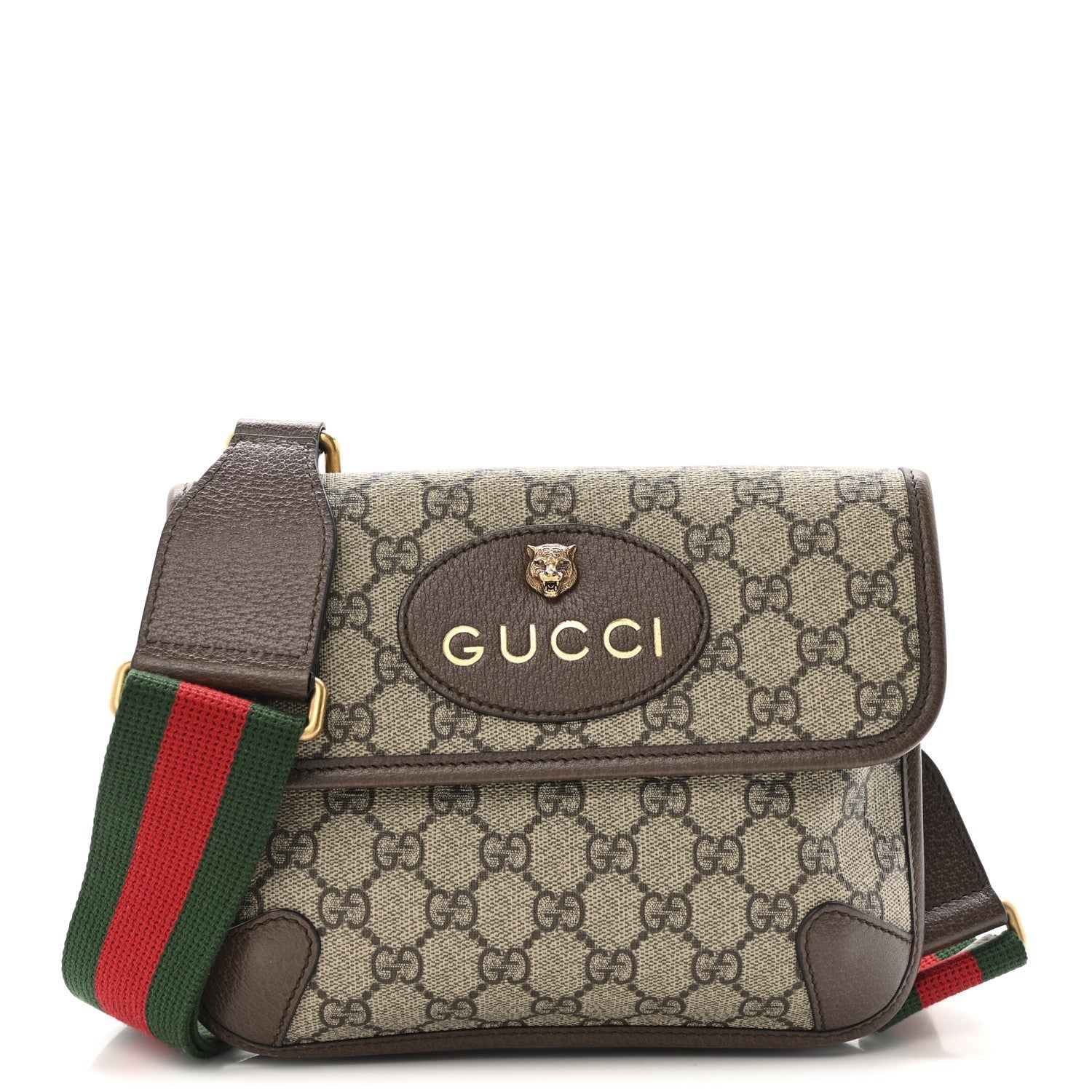 GG Supreme Monogram Web Small Neo Vintage Double Flap Messenger Bag Beige New Acero
